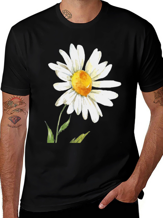 Daisy Flower Graphic T-Shirt - Black