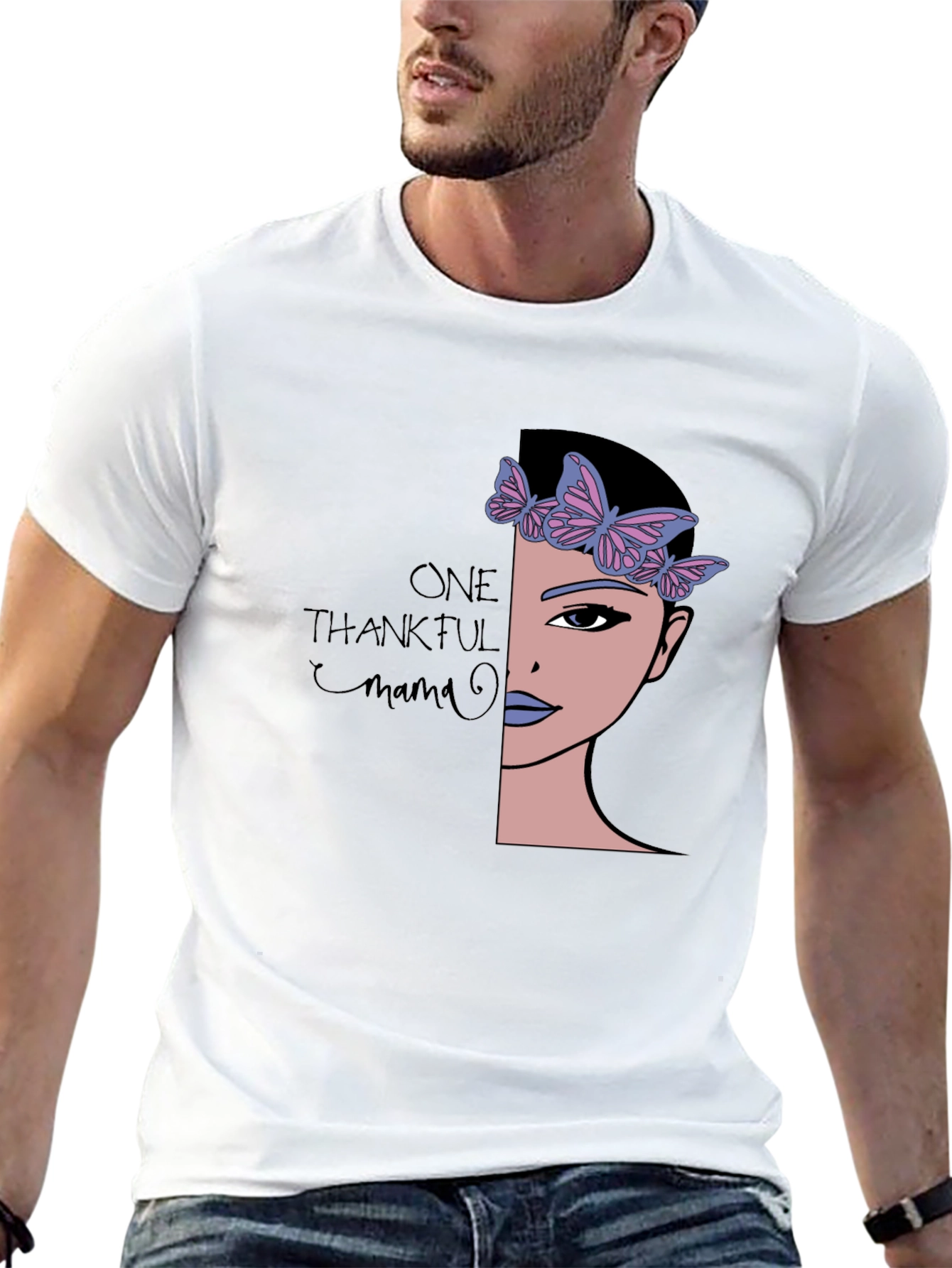 Thankful Mama Graphic Tee - Soft Black T-Shirt
