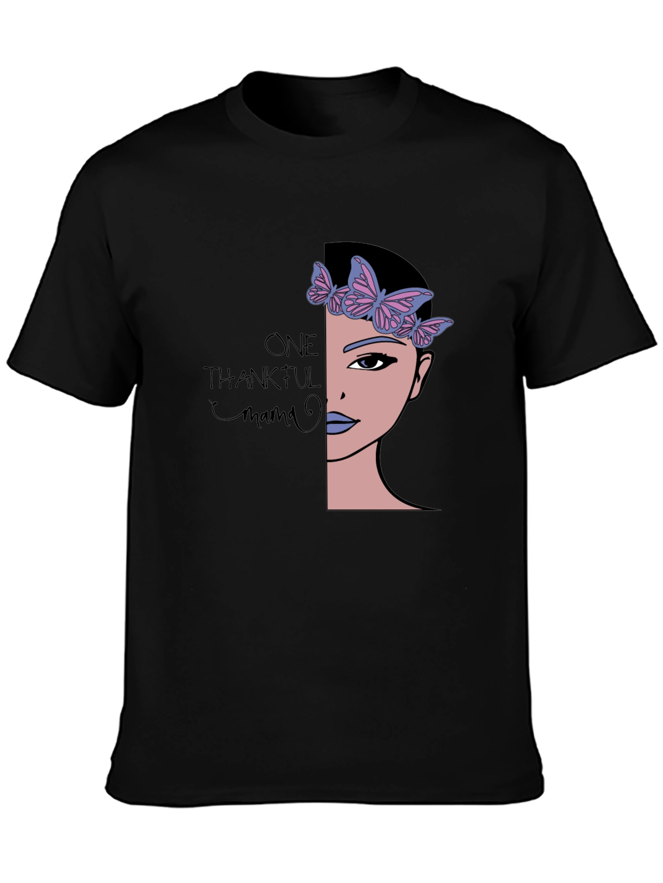 Thankful Mama Graphic Tee - Soft Black T-Shirt