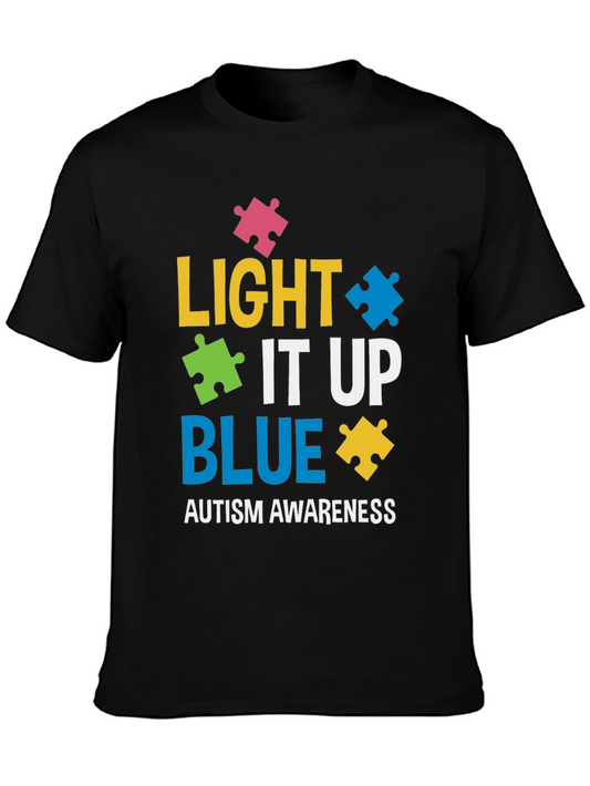 Autism Awareness Tee - Light It Up Blue Puzzle Shirt