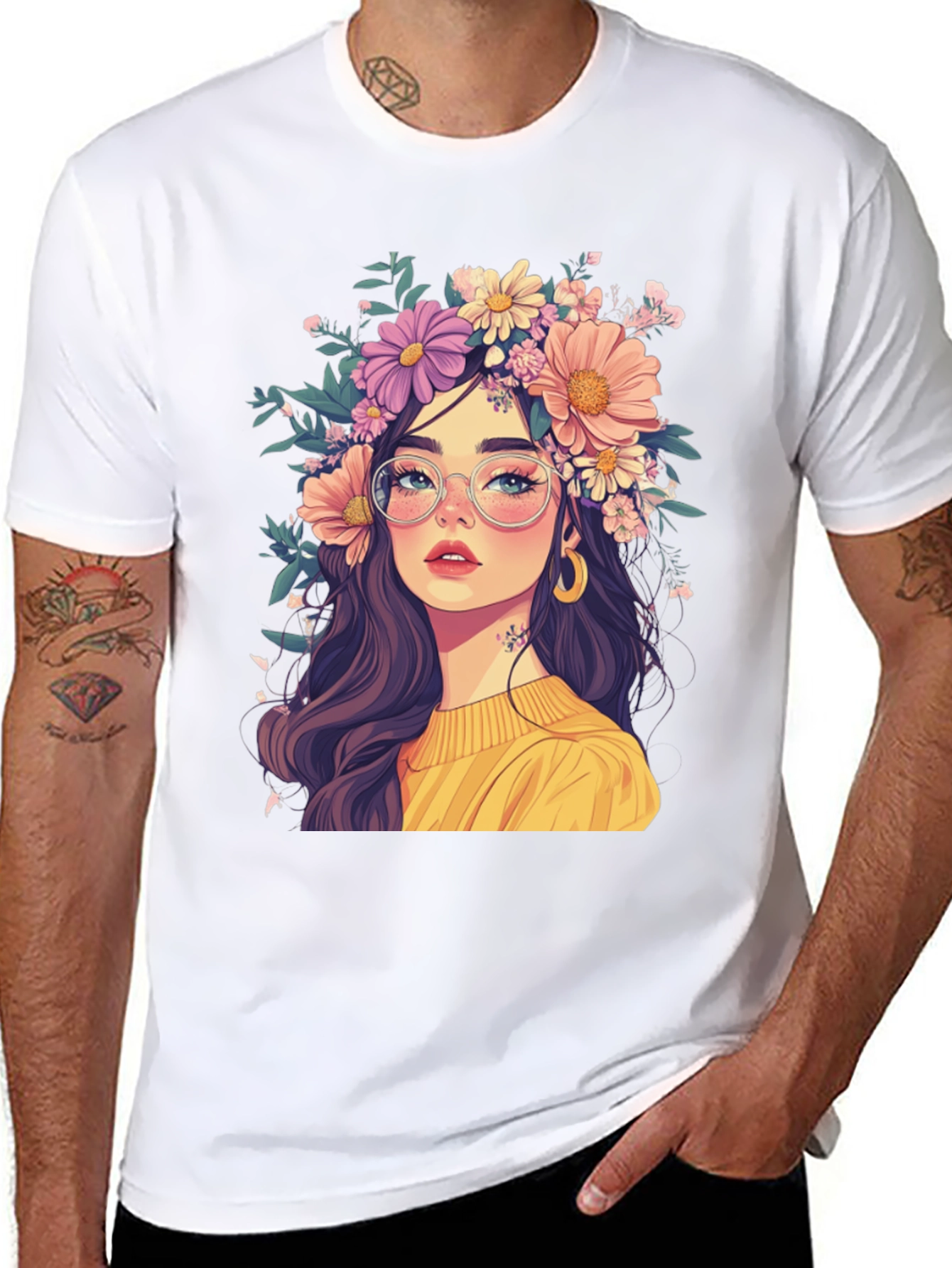 Floral Crown Graphic Tee - Stylish & Unique