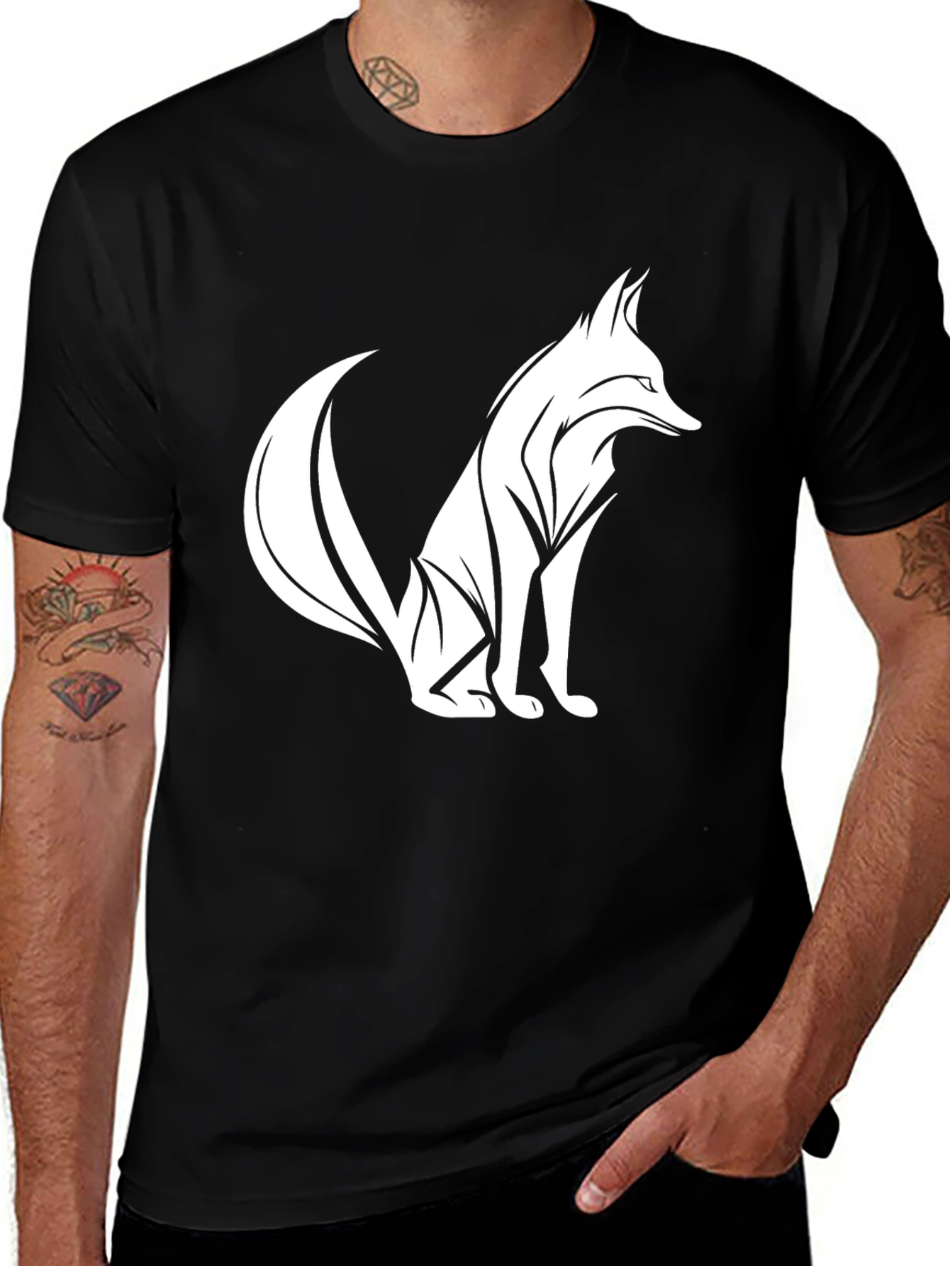 Fox Graphic Tee - Stylish Mens Black T-Shirt