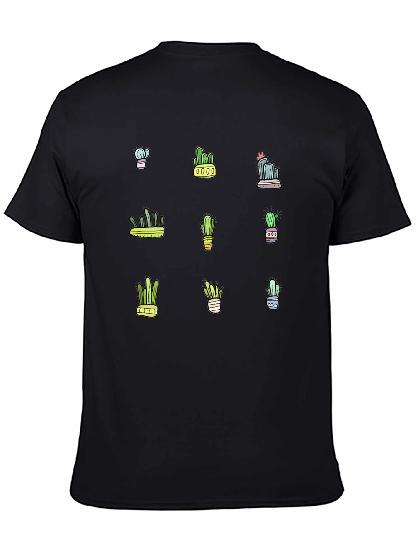 Cactus Print Black T-Shirt - Trendy Botanical Design