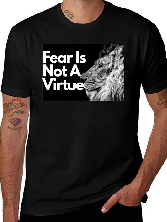 Fear Is Not A Virtue Lion Graphic Tee - Black