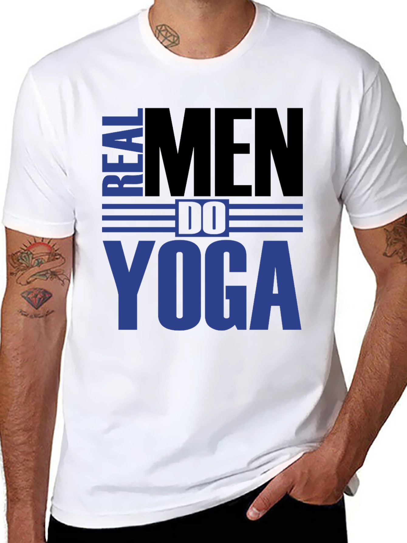 Real Men Do Yoga Graphic T-Shirt - Black