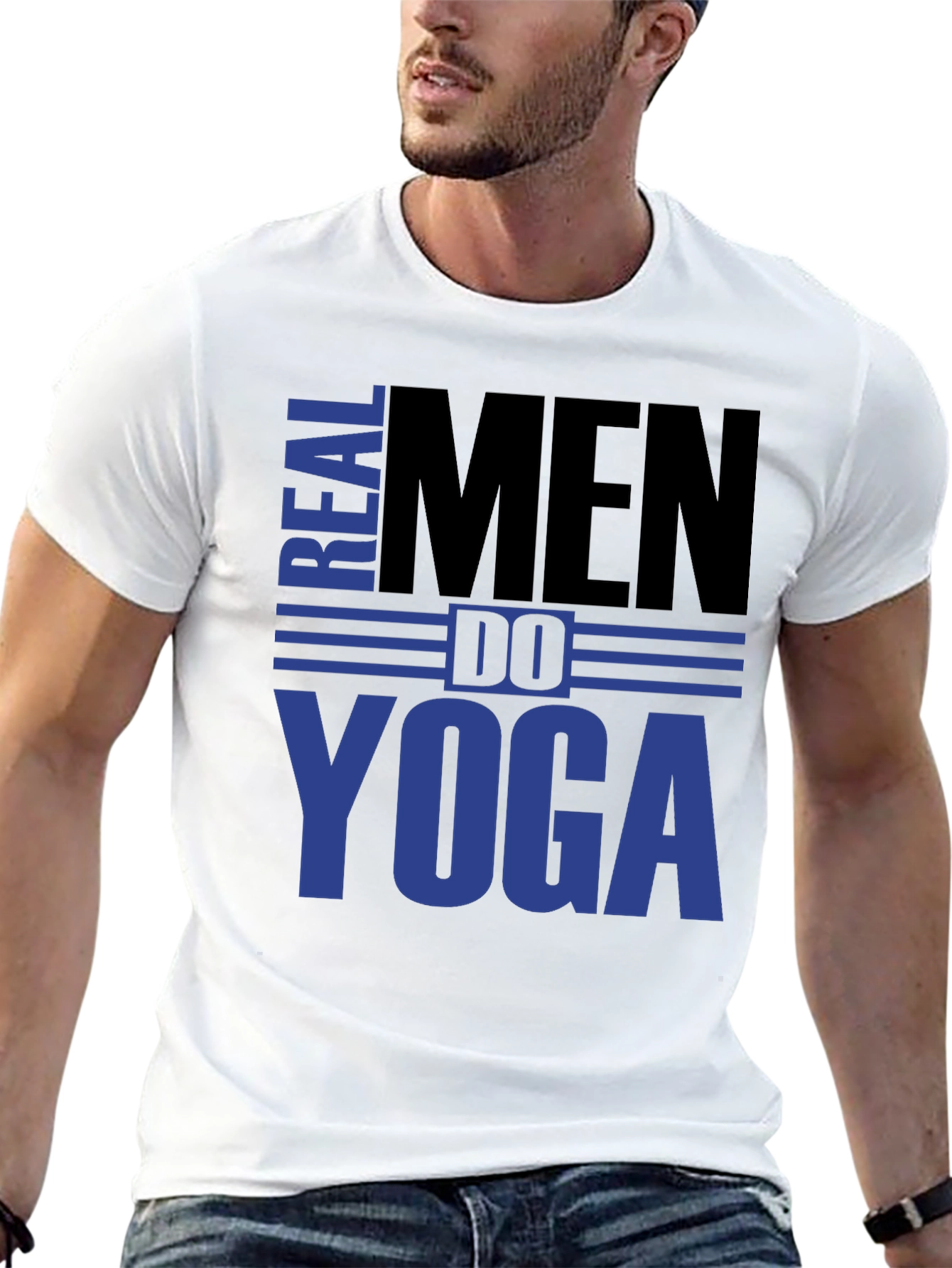 Real Men Do Yoga Graphic T-Shirt - Black