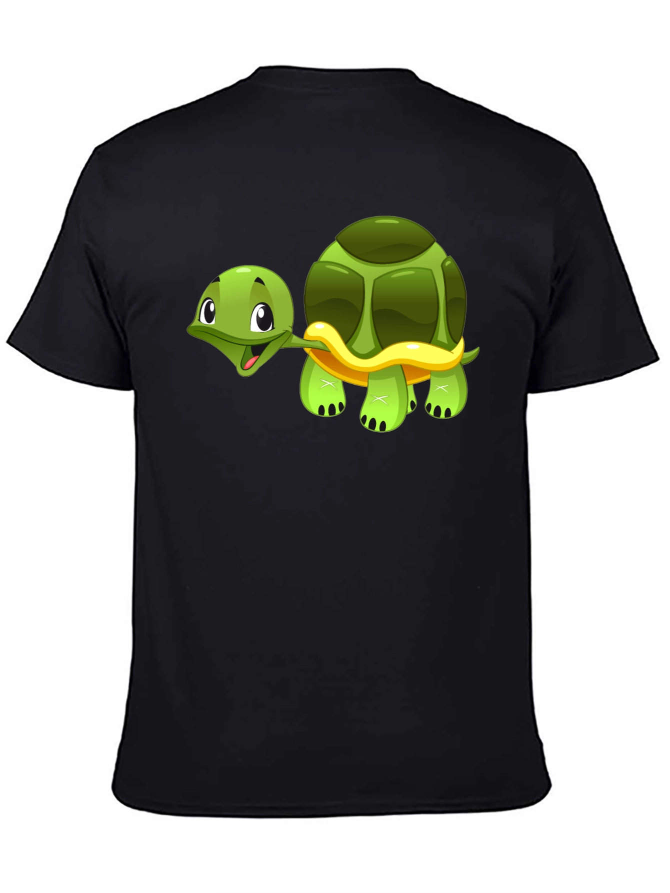 Cute Cartoon Turtle Graphic Black T-Shirt
