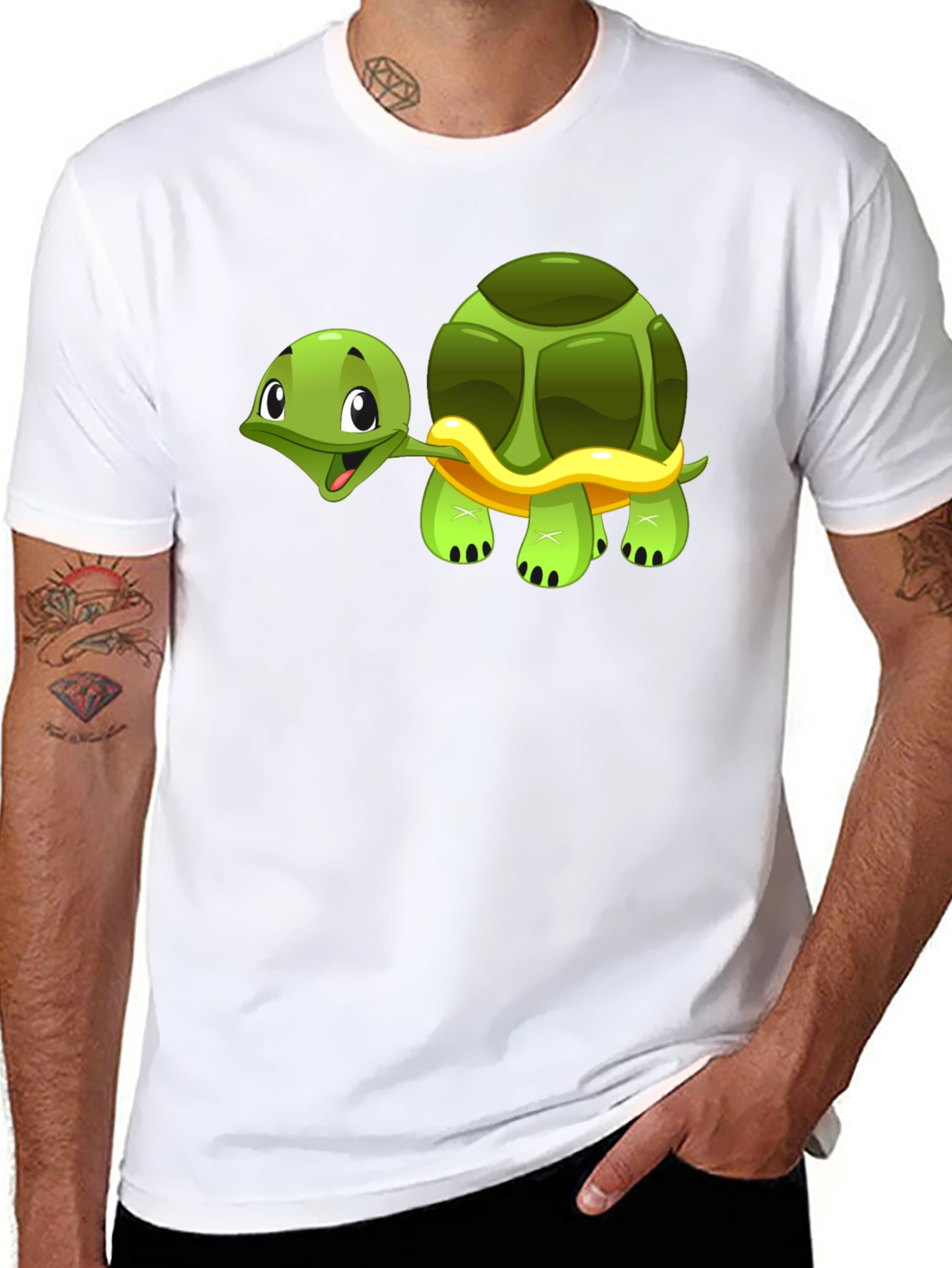 Cute Cartoon Turtle Graphic Black T-Shirt