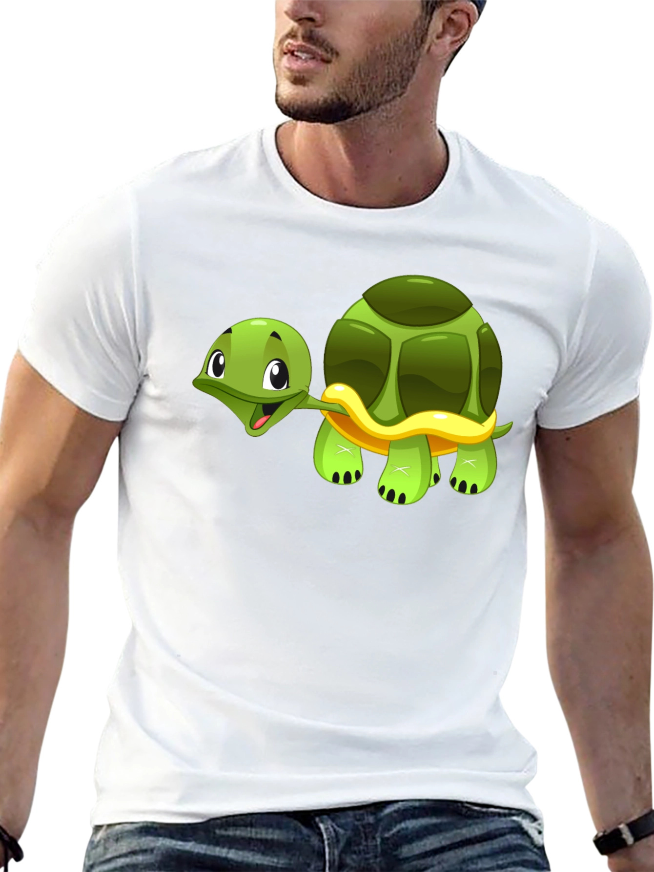 Cute Cartoon Turtle Graphic Black T-Shirt