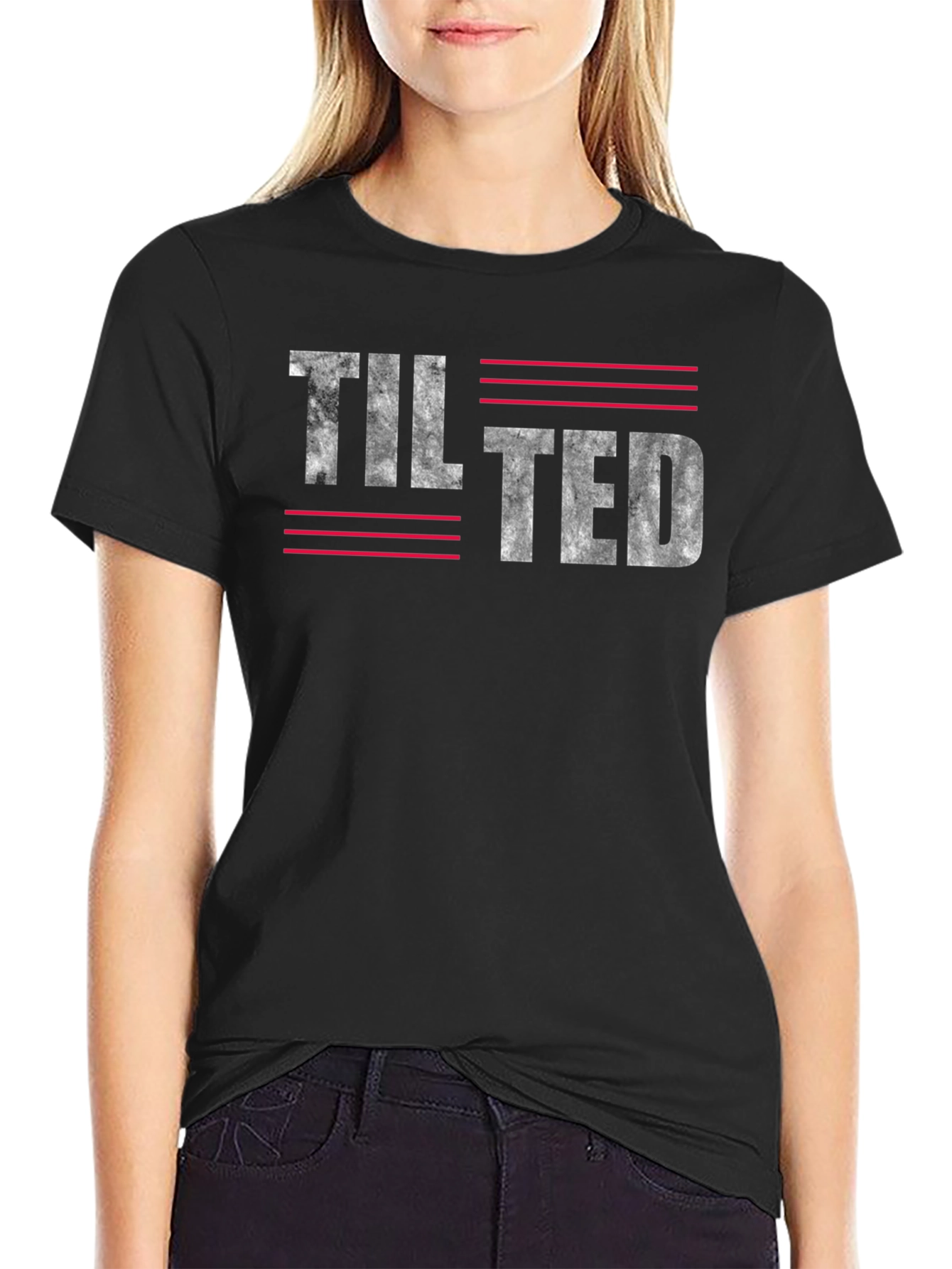 Tilted Graphic Tee - Black Cotton Blend
