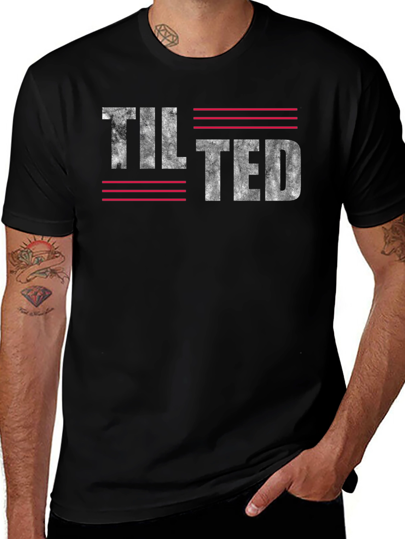 Tilted Graphic Tee - Black Cotton Blend