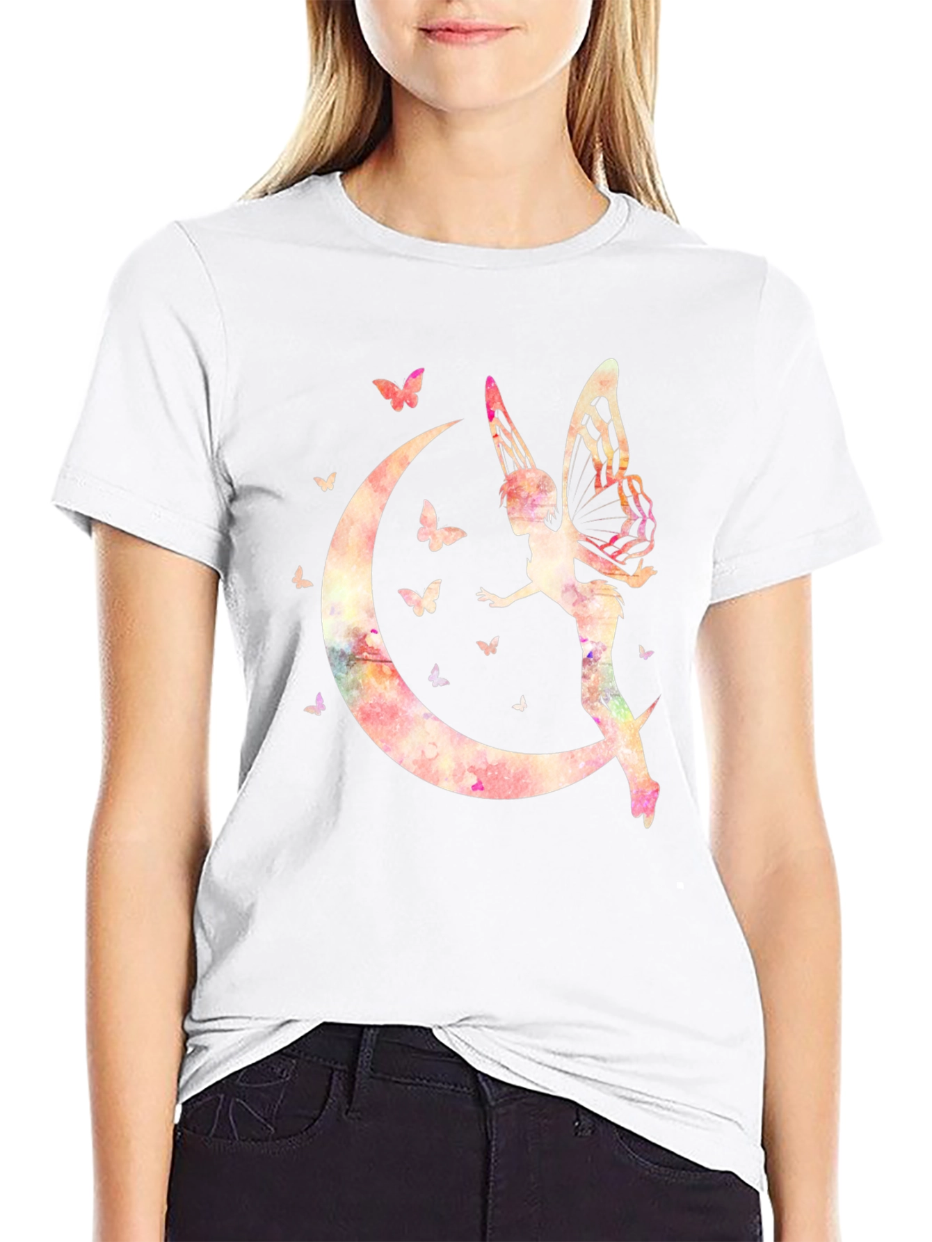 Fairy Moon Graphic T-Shirt - Black