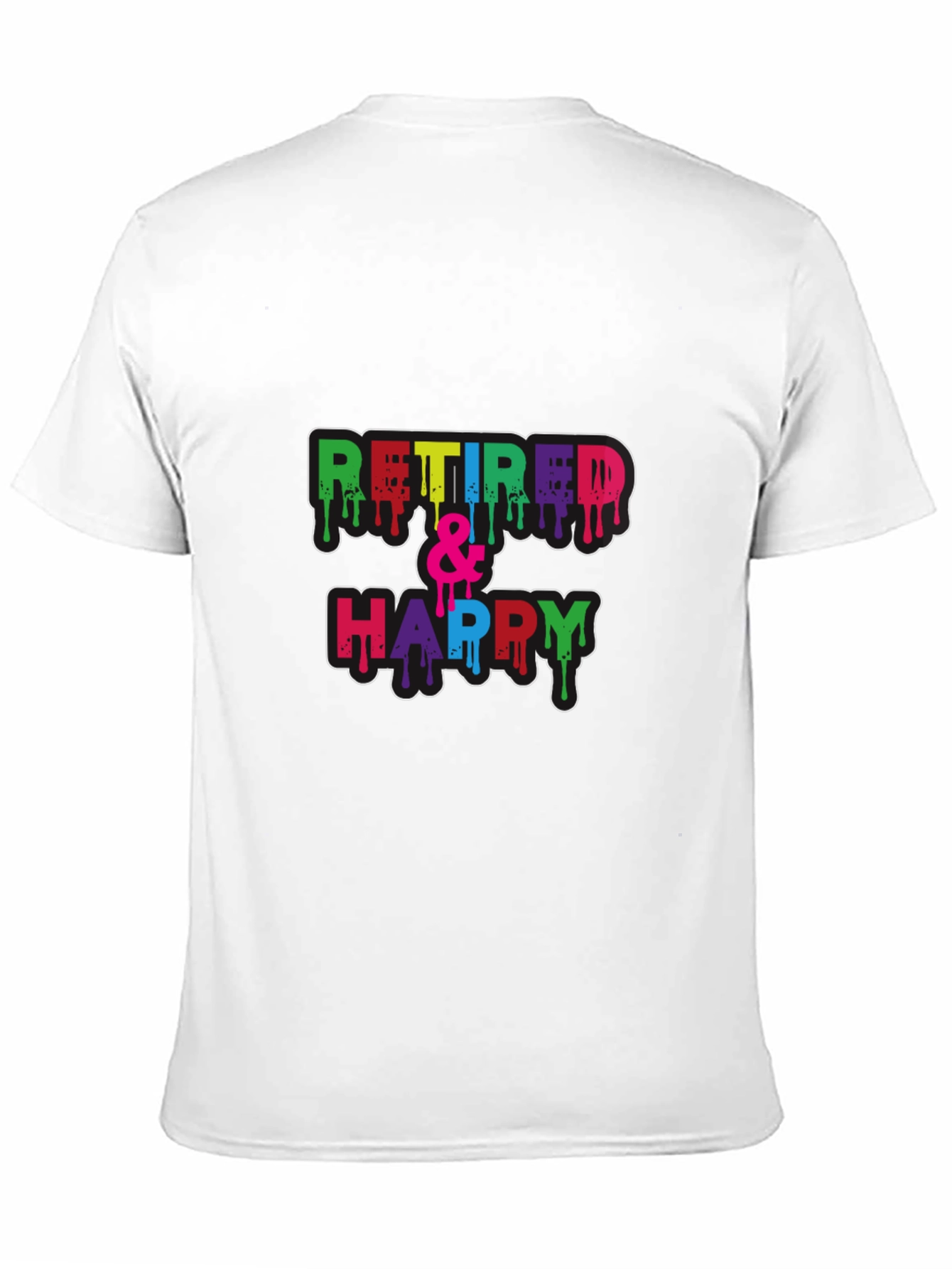 Retired & Happy Graphic Tee - Black Cotton Blend