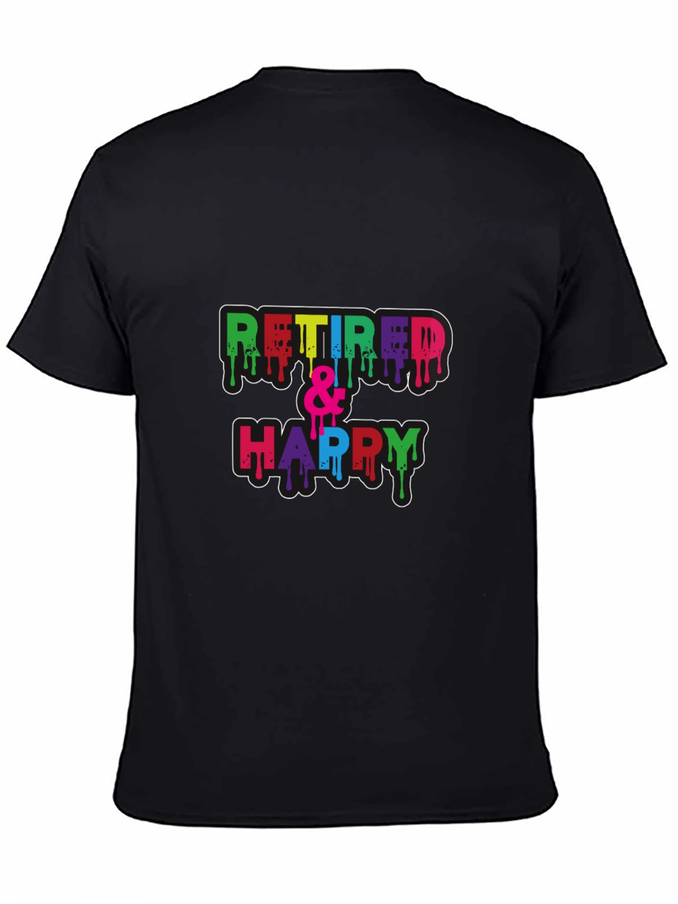 Retired & Happy Graphic Tee - Black Cotton Blend