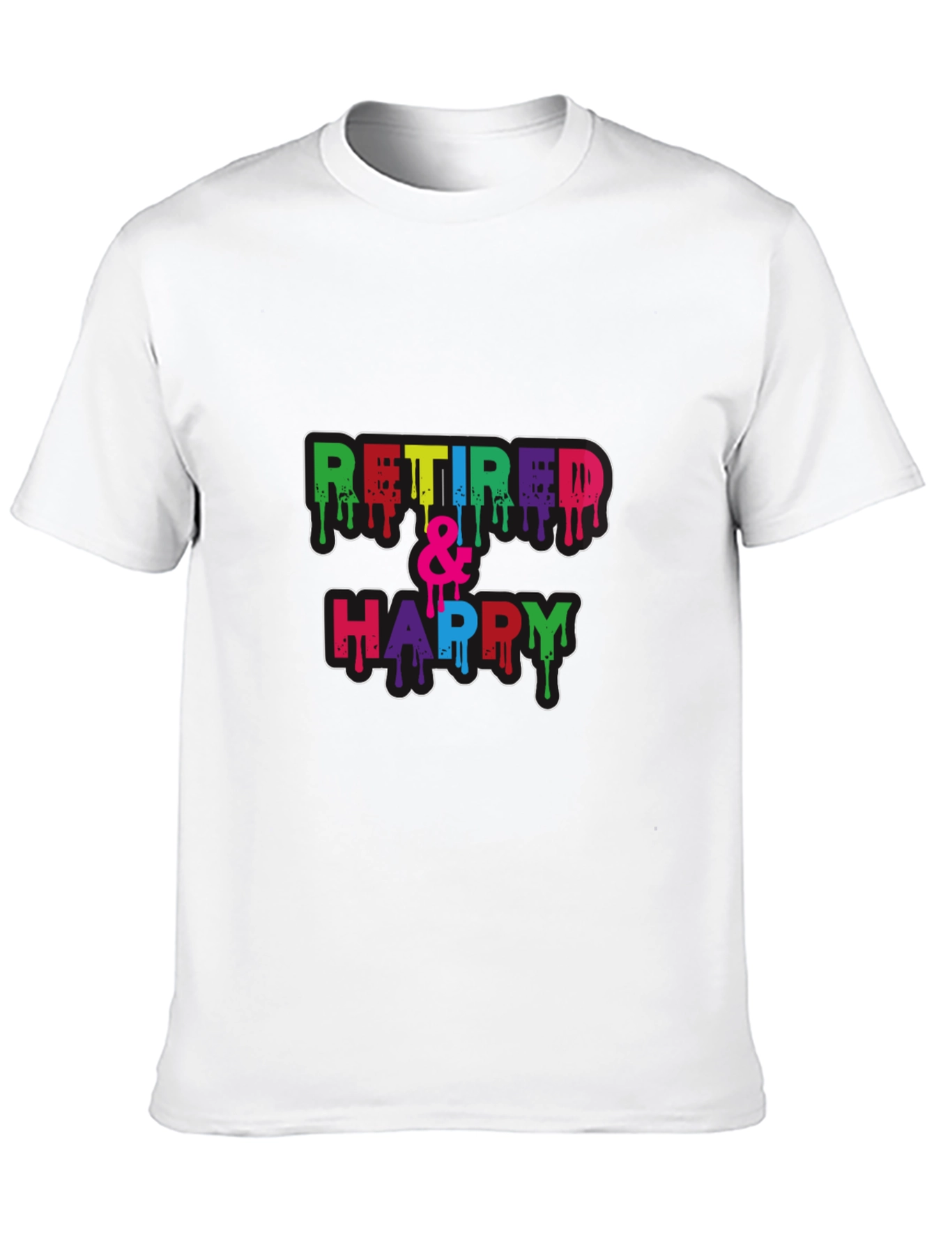 Retired & Happy Graphic Tee - Black Cotton Blend