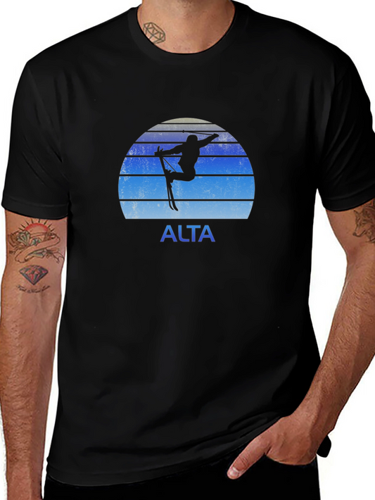 Alta Ski T-Shirt - Retro Sunset Skiing Tee
