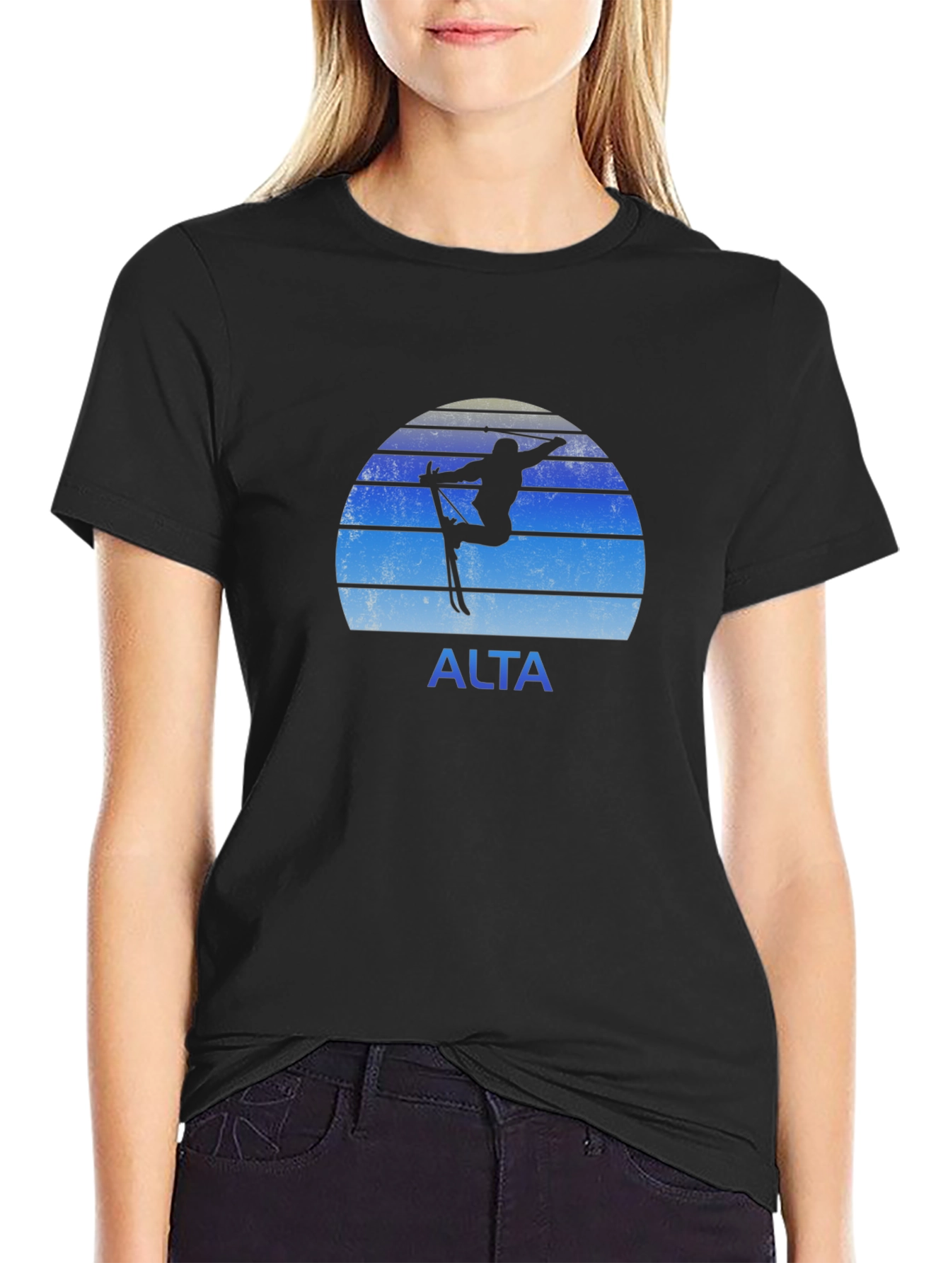 Alta Ski T-Shirt - Retro Sunset Skiing Tee