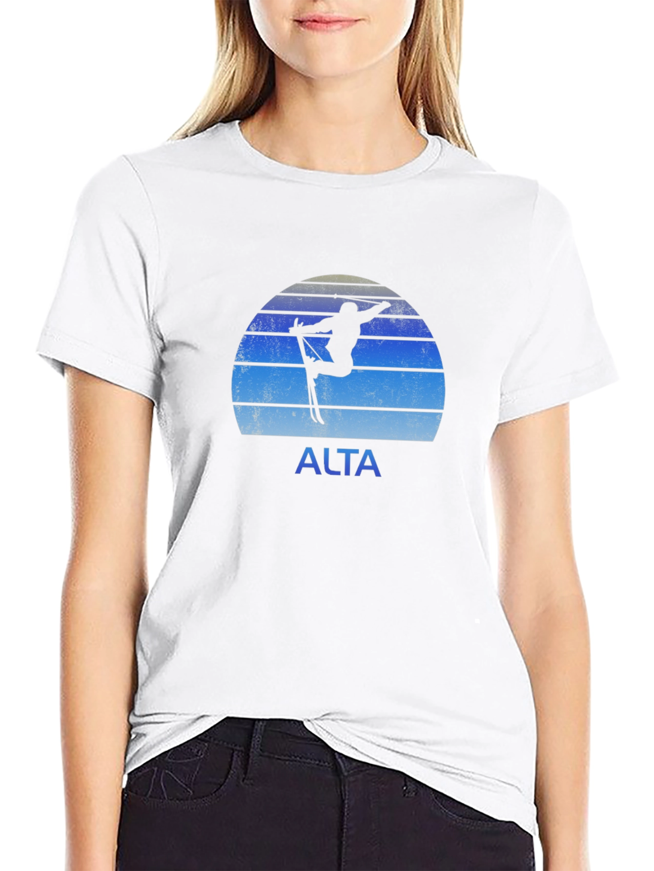 Alta Ski T-Shirt - Retro Sunset Skiing Tee