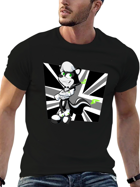 Cartoon Skunk Graphic Black T-Shirt
