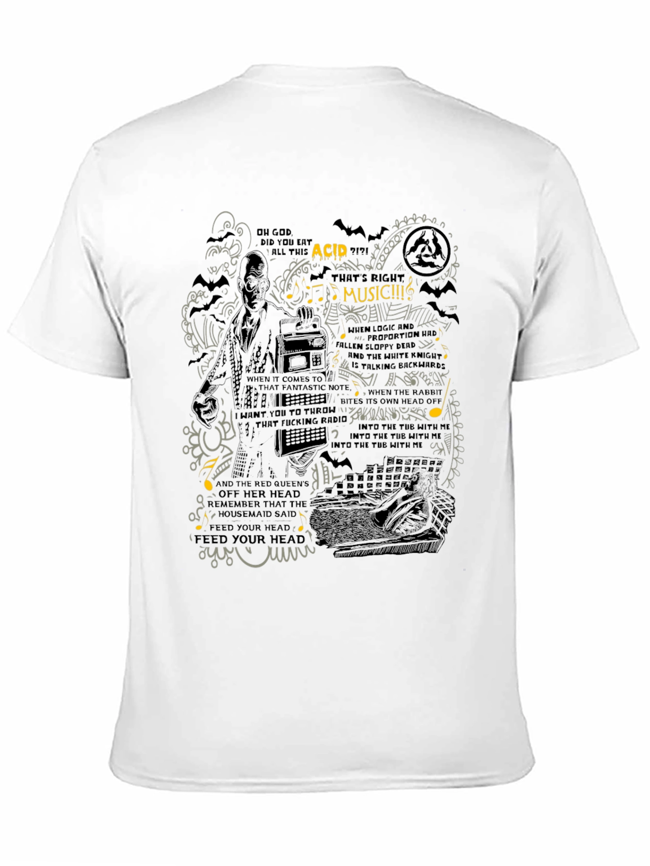 Acid Music Graphic Print Black T-Shirt