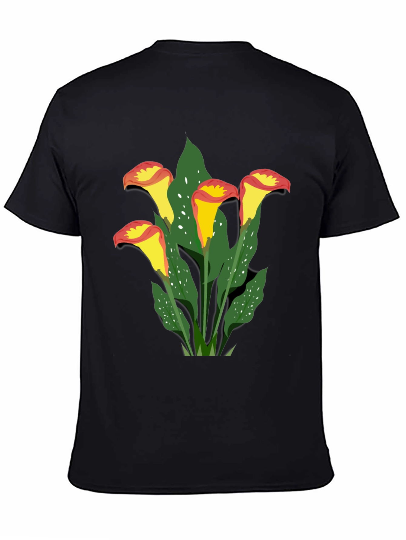 Calla Lily Graphic Tee - Black Cotton T-Shirt