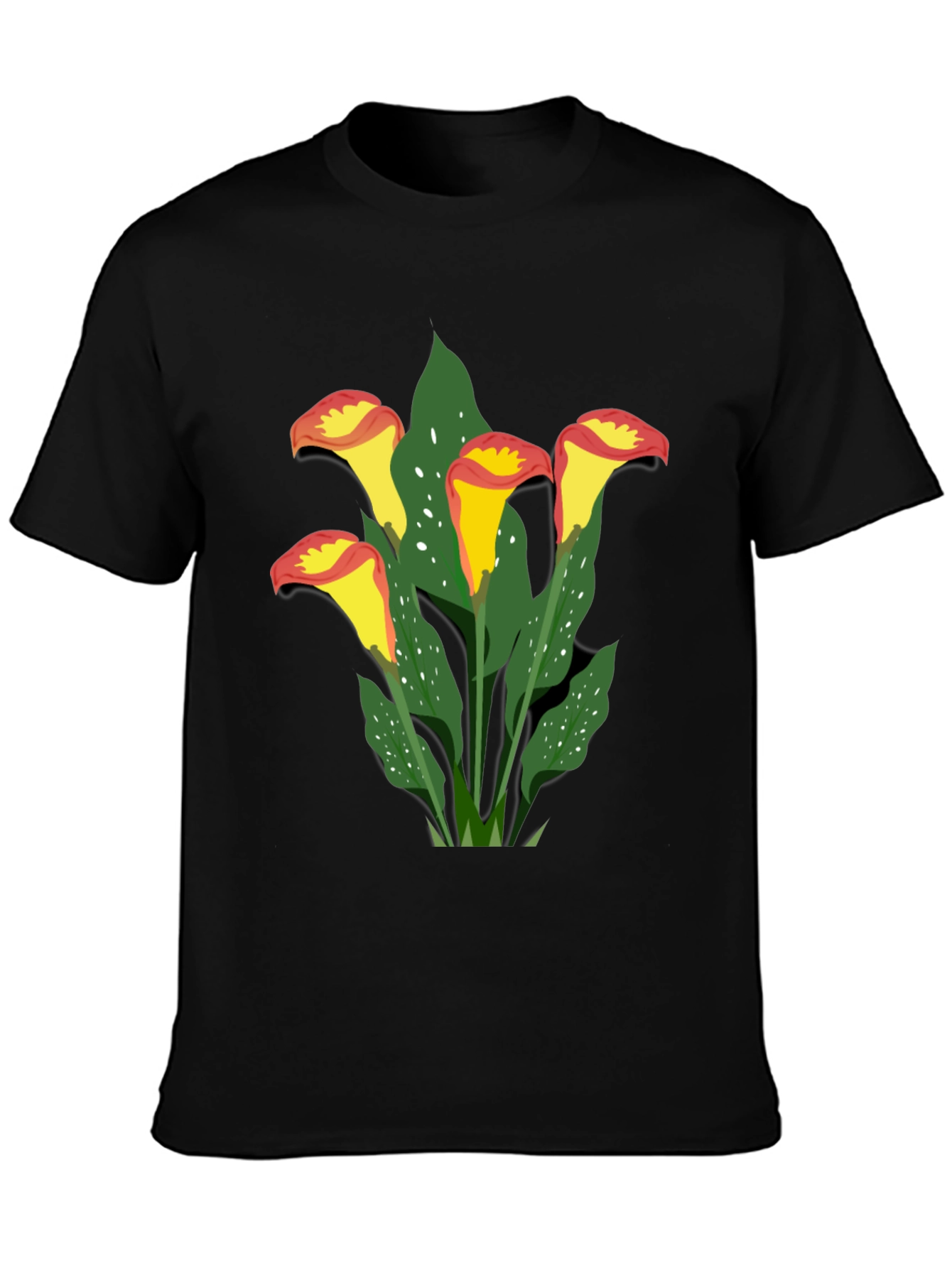 Calla Lily Graphic Tee - Black Cotton T-Shirt