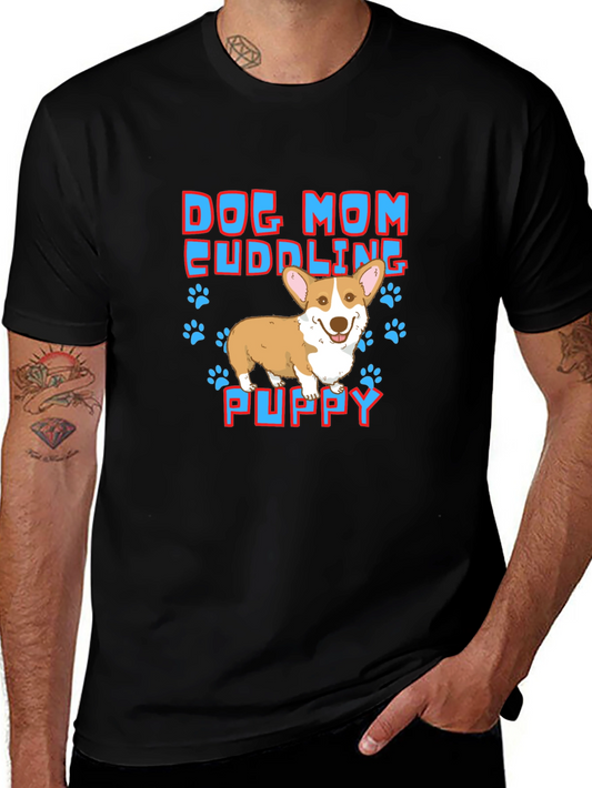 Dog Mom Cuddling Puppy T-Shirt
