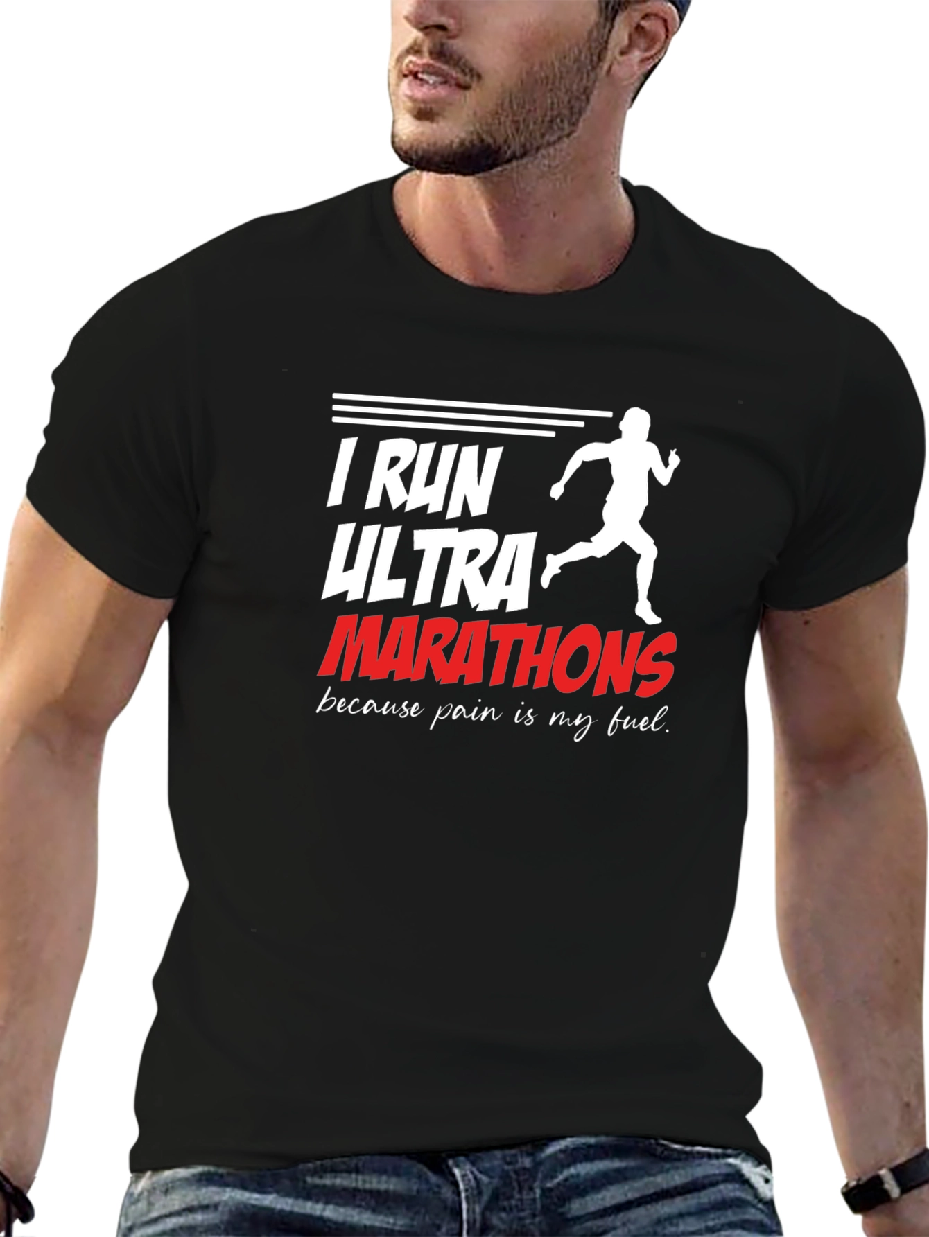 I Run Ultra Marathon Black Graphic T-Shirt