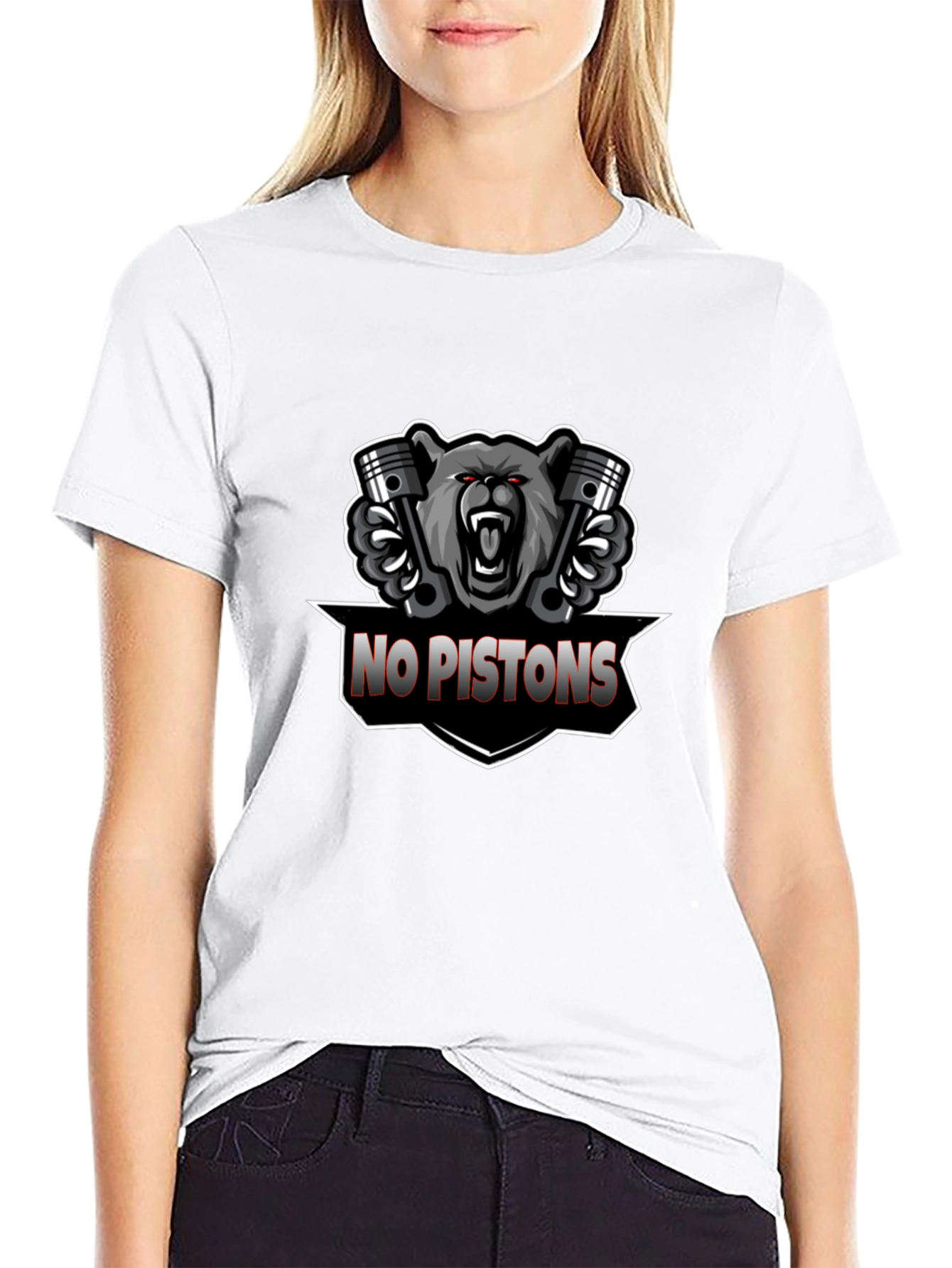 No Pistons Bear Graphic T-Shirt - Black