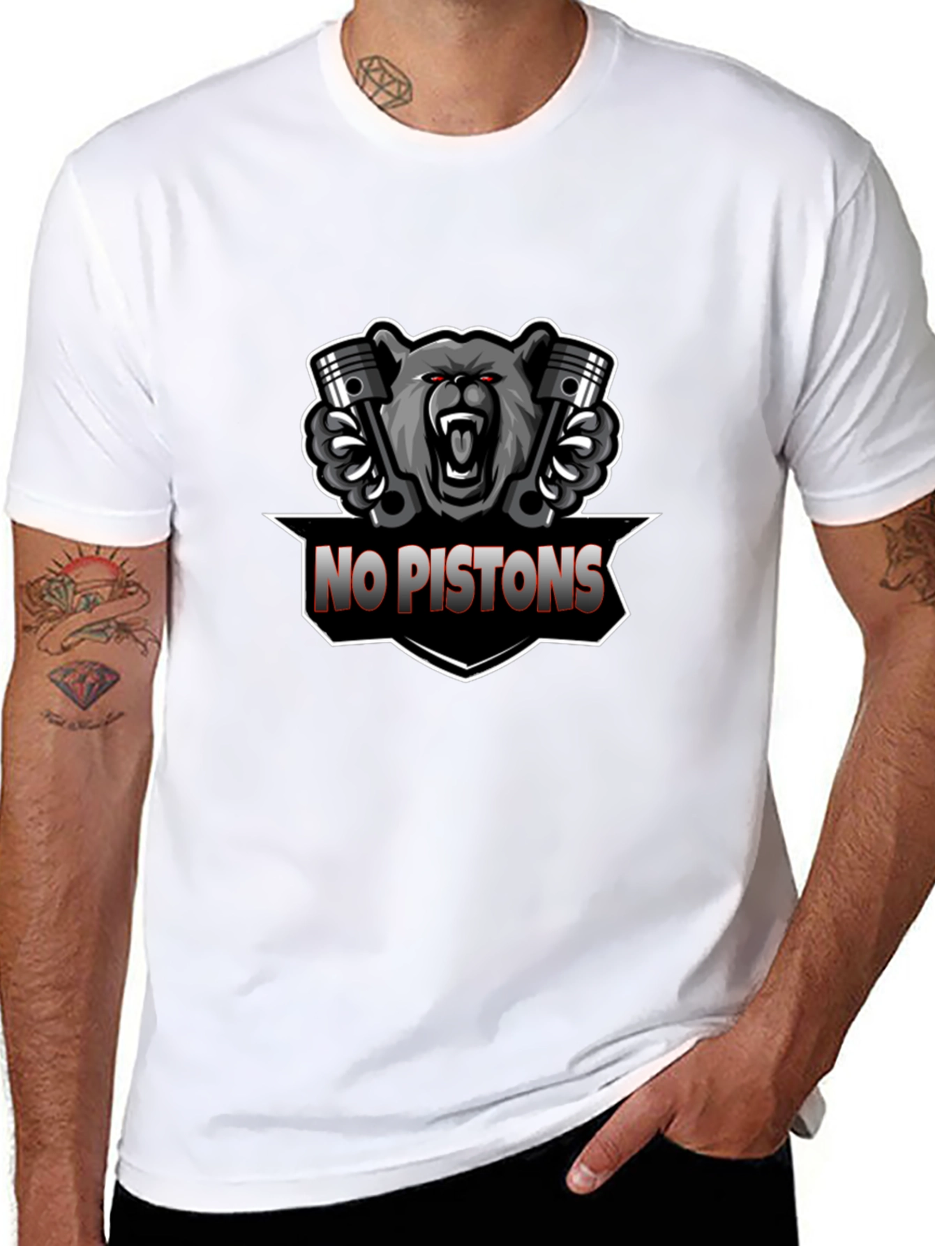 No Pistons Bear Graphic T-Shirt - Black