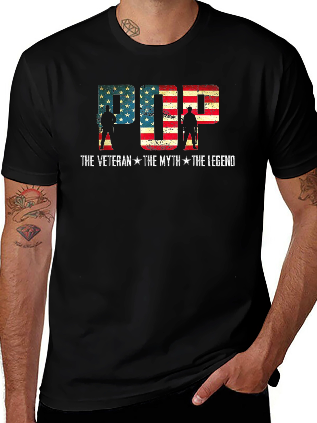 Pop The Veteran T-Shirt - American Flag