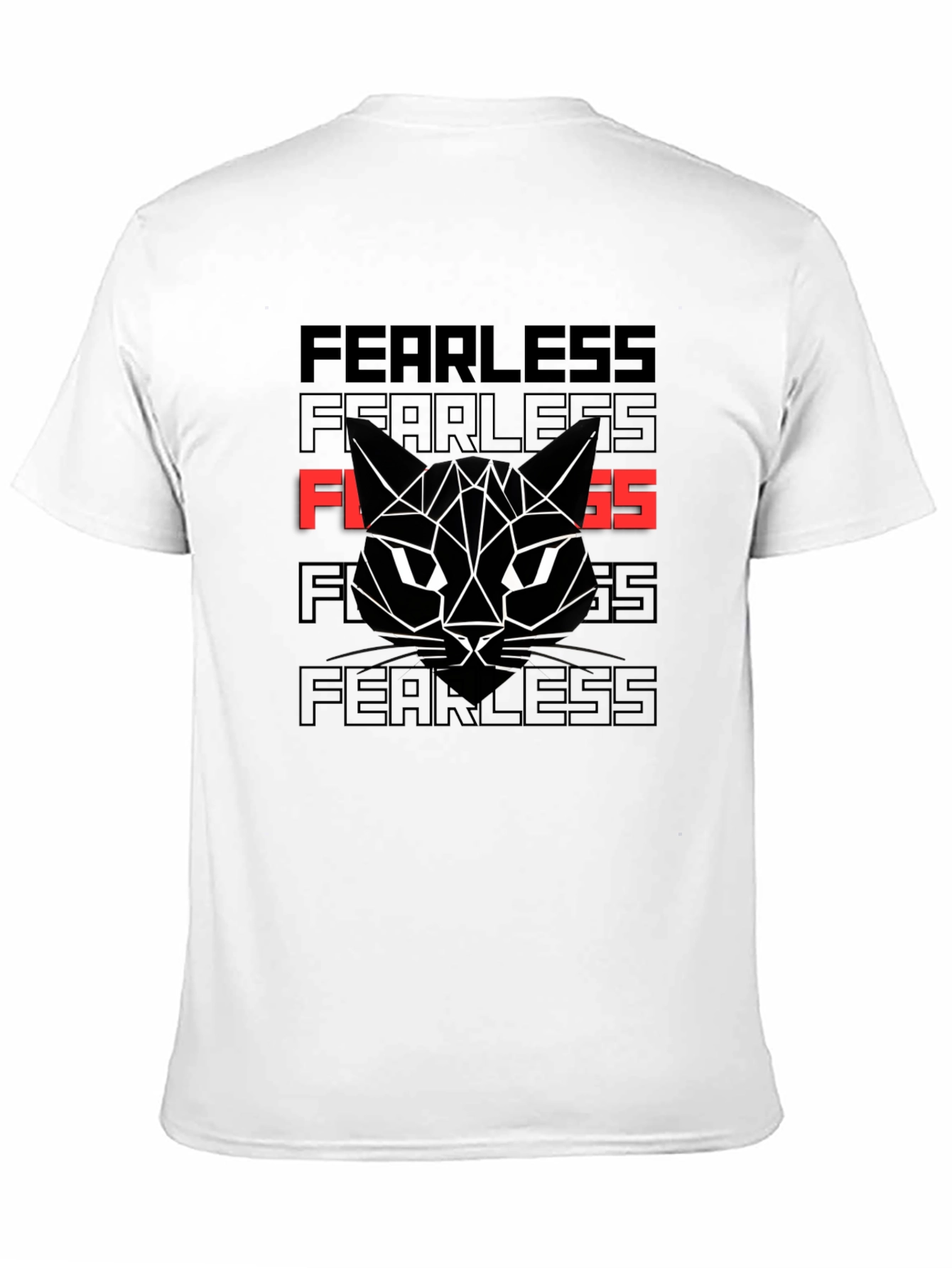 Fearless Cat Graphic Print Black T-Shirt