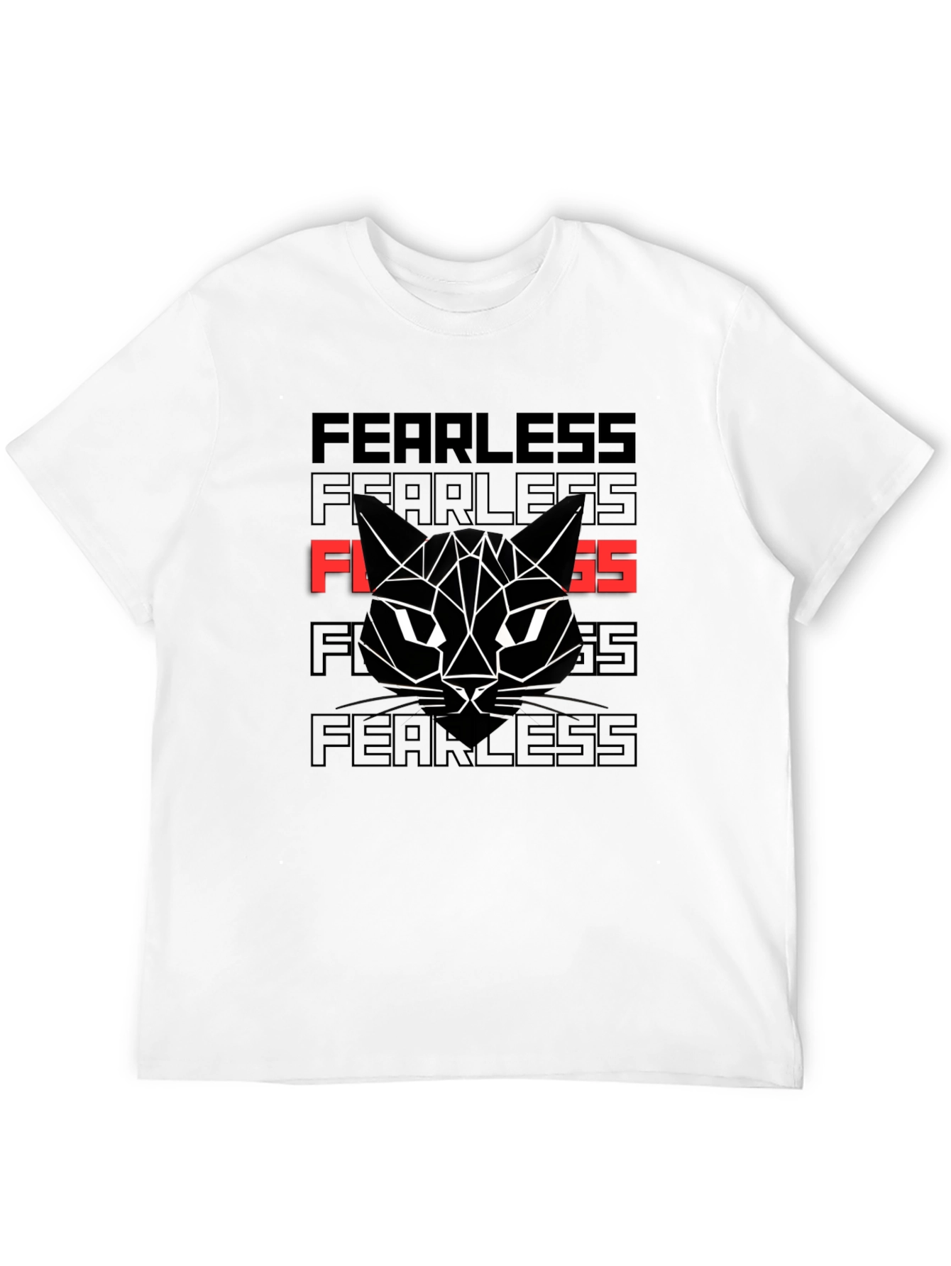 Fearless Cat Graphic Print Black T-Shirt