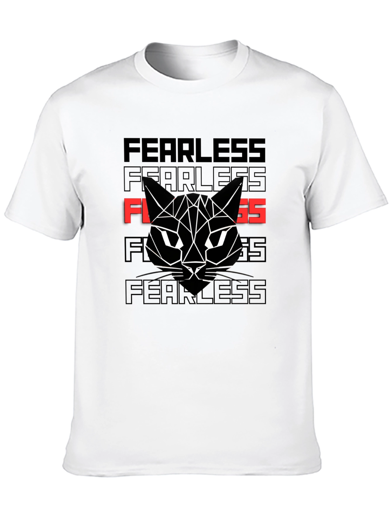 Fearless Cat Graphic Print Black T-Shirt