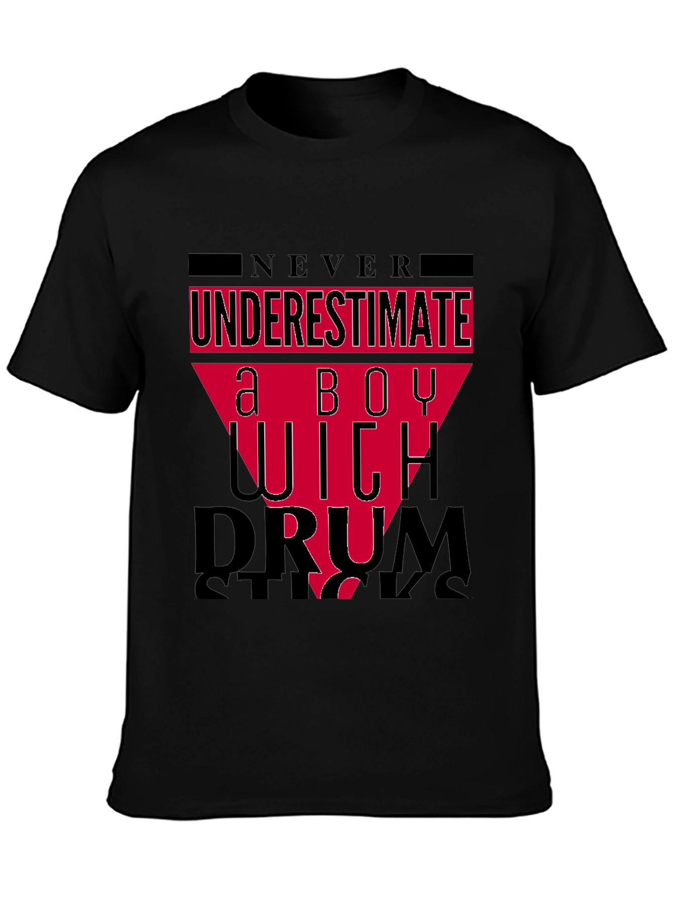 Never Underestimate a Boy With Drumsticks Black T-Shirt