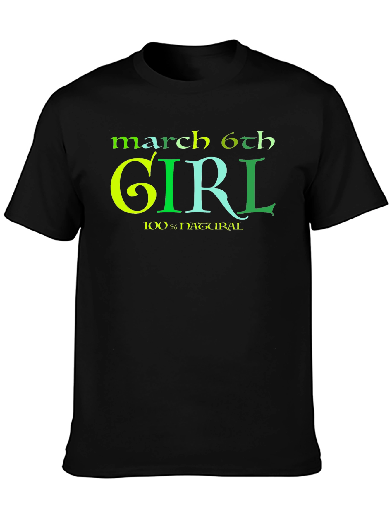 March 6th Girl Natural Black T-Shirt