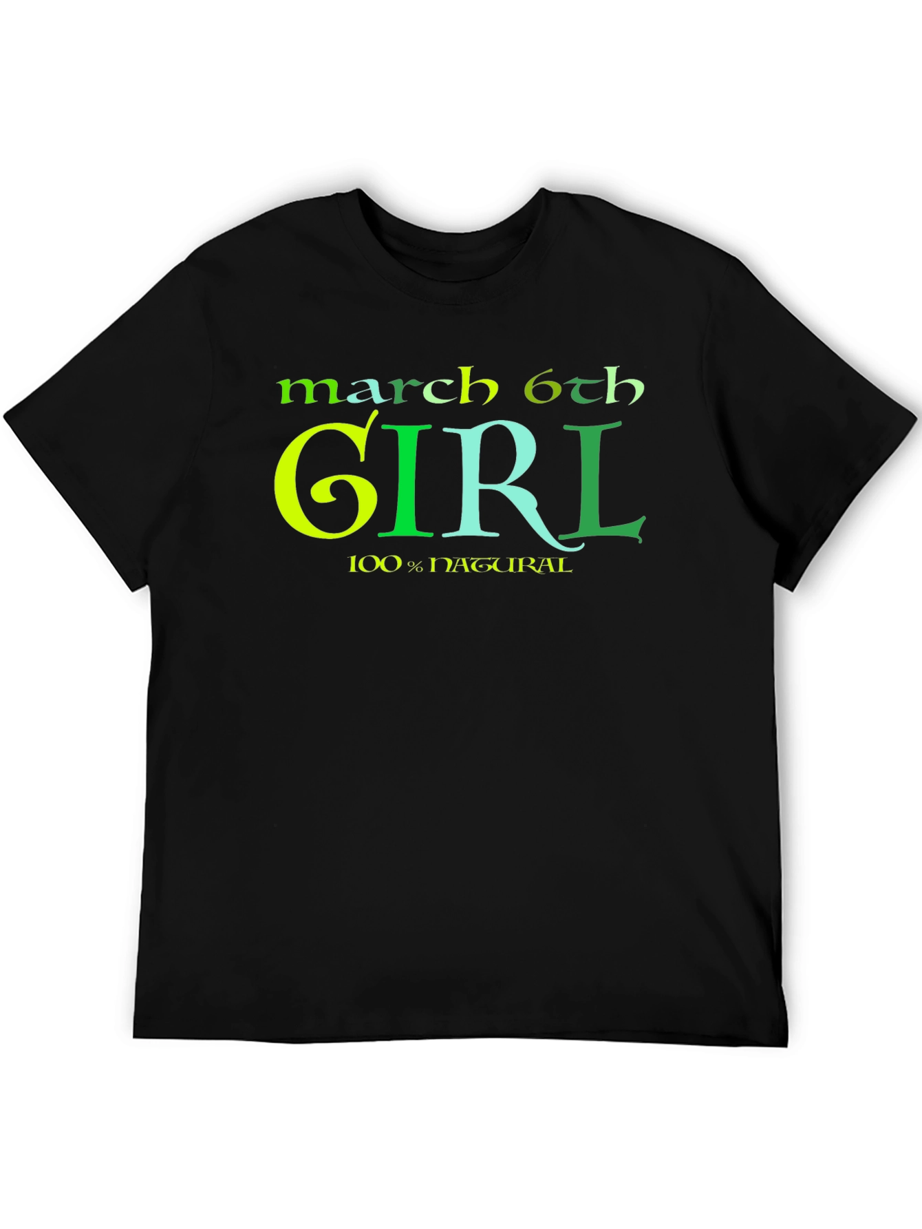 March 6th Girl Natural Black T-Shirt