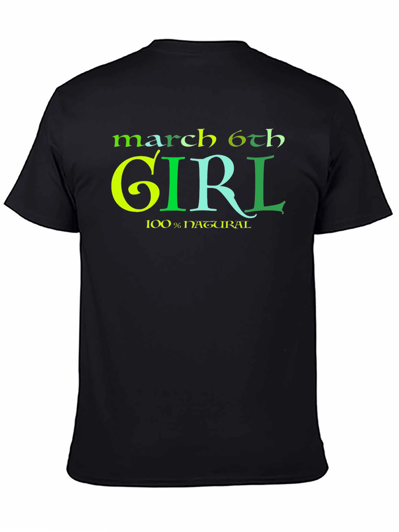 March 6th Girl Natural Black T-Shirt