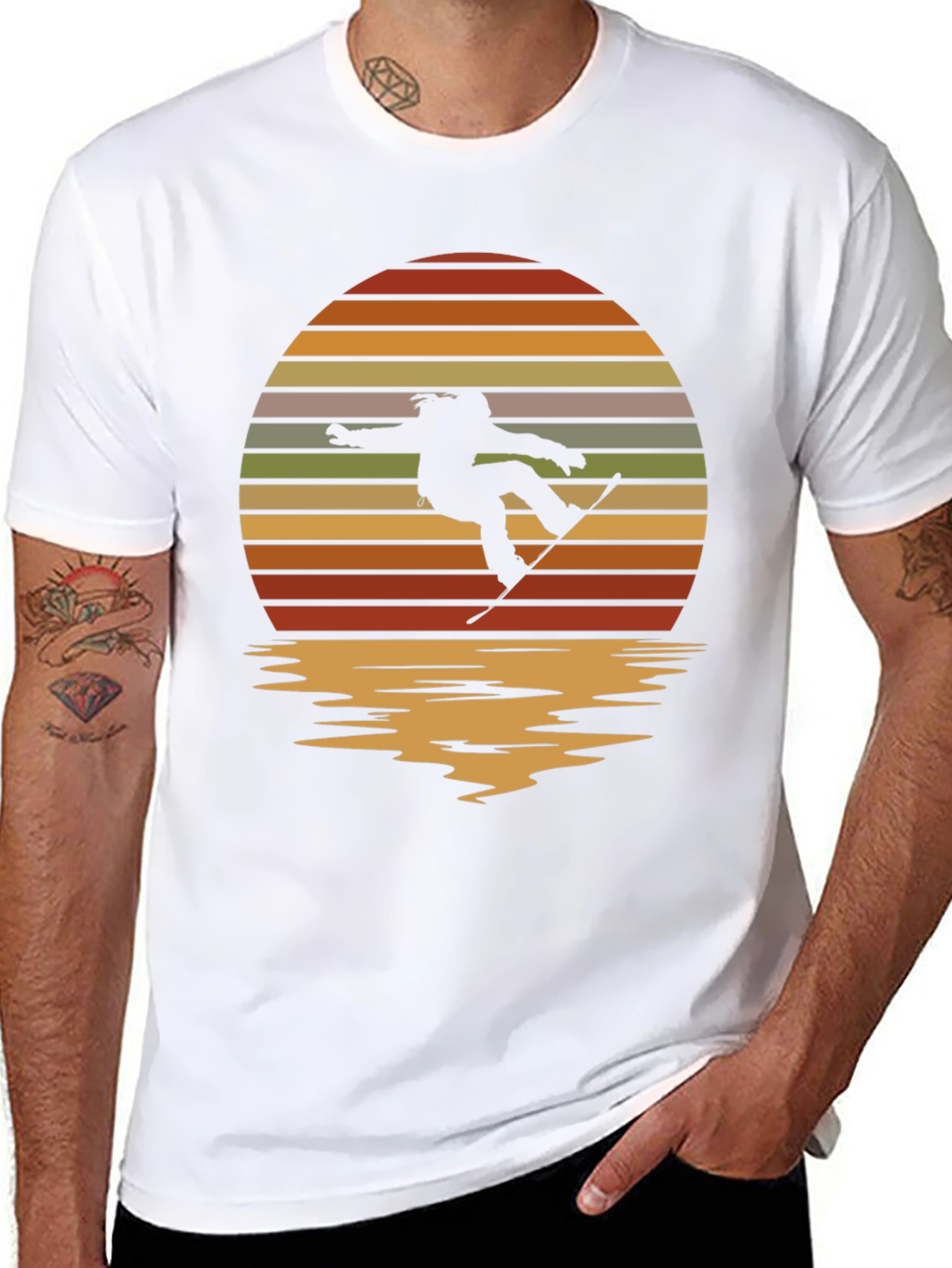 Snowboarder Sunset Graphic Tee - Retro Style
