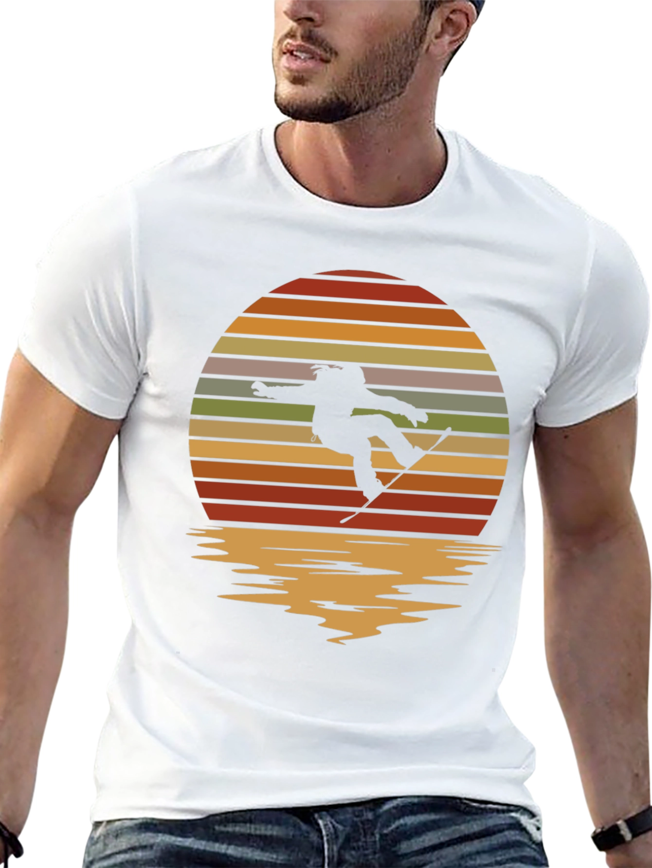 Snowboarder Sunset Graphic Tee - Retro Style