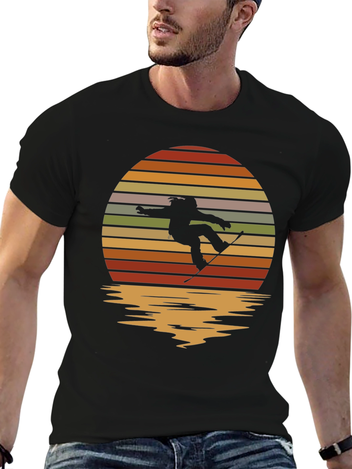 Snowboarder Sunset Graphic Tee - Retro Style