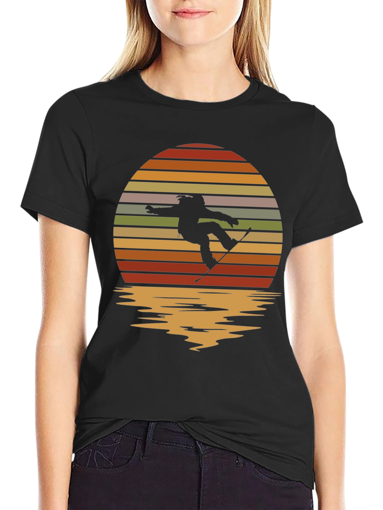 Snowboarder Sunset Graphic Tee - Retro Style