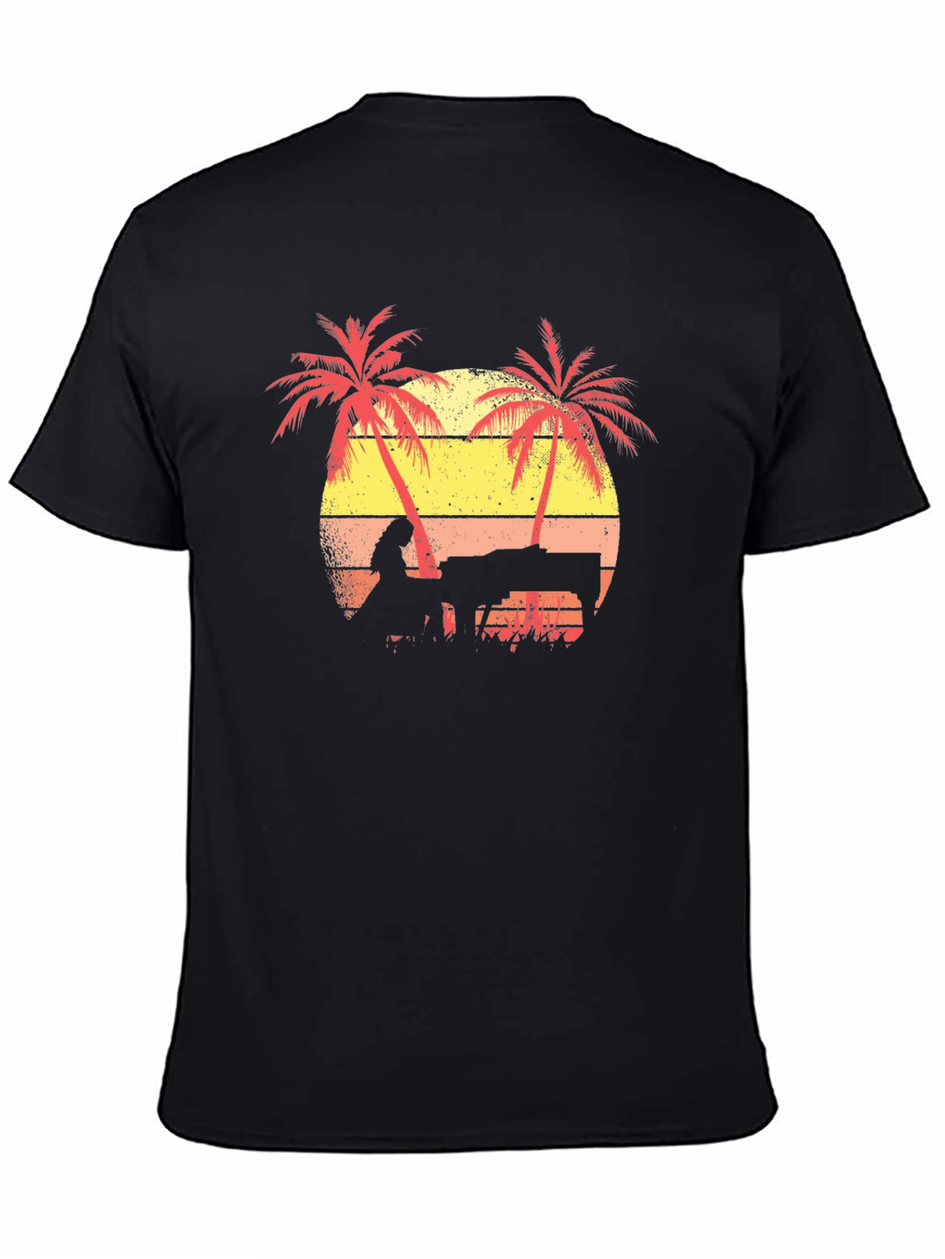 Sunset Piano T-Shirt - Tropical Beach Scene