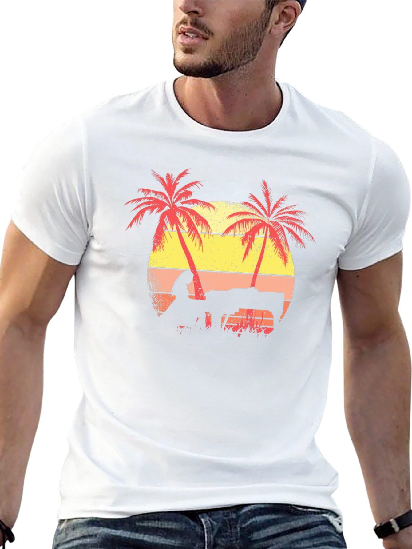 Sunset Piano T-Shirt - Tropical Beach Scene