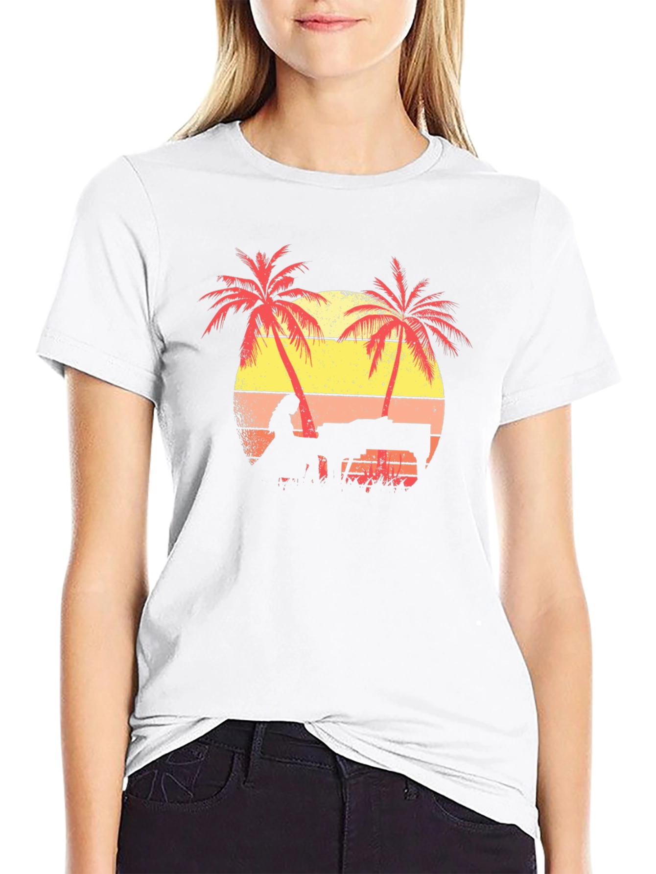 Sunset Piano T-Shirt - Tropical Beach Scene