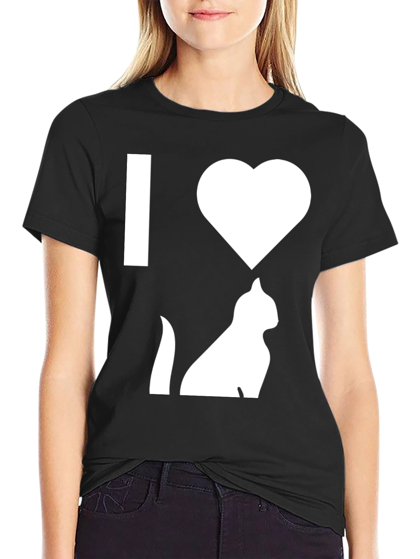I Love Cats Graphic T-Shirt - Black