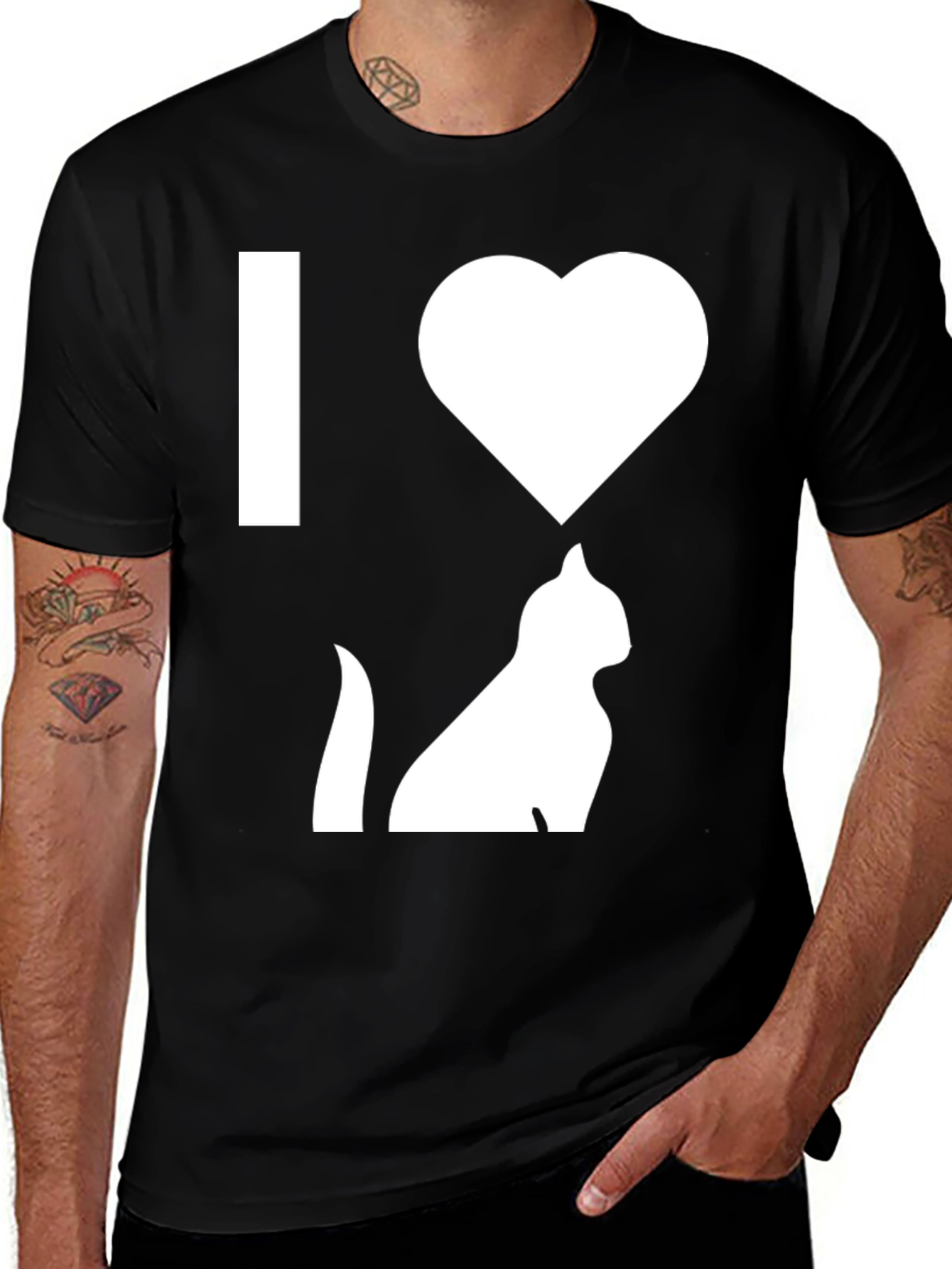 I Love Cats Graphic T-Shirt - Black