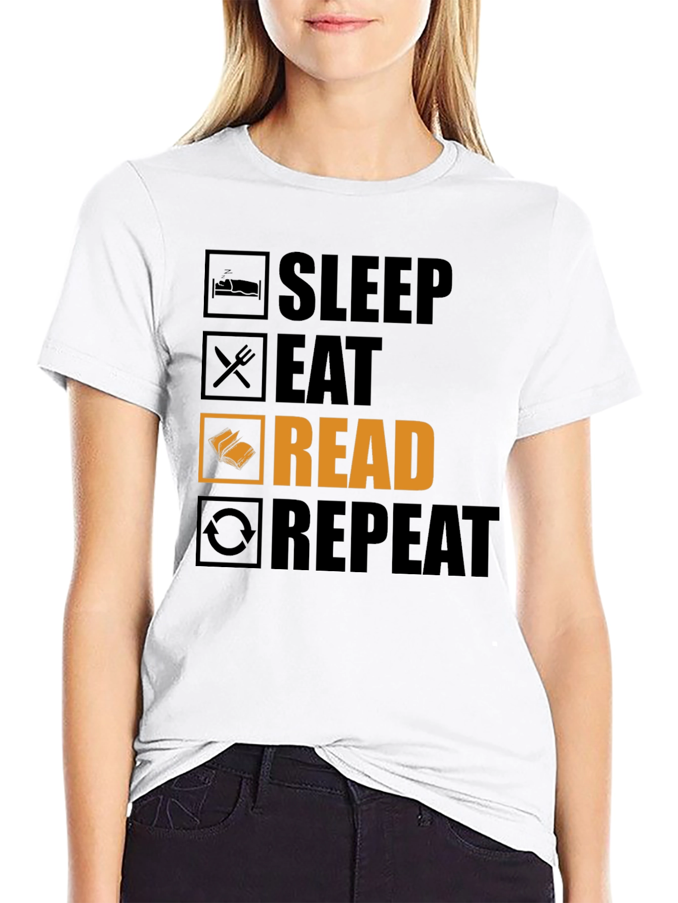 Sleep Eat Read Repeat Graphic Tee