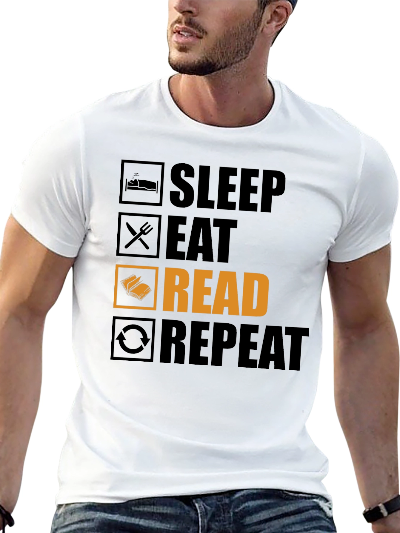 Sleep Eat Read Repeat Graphic Tee