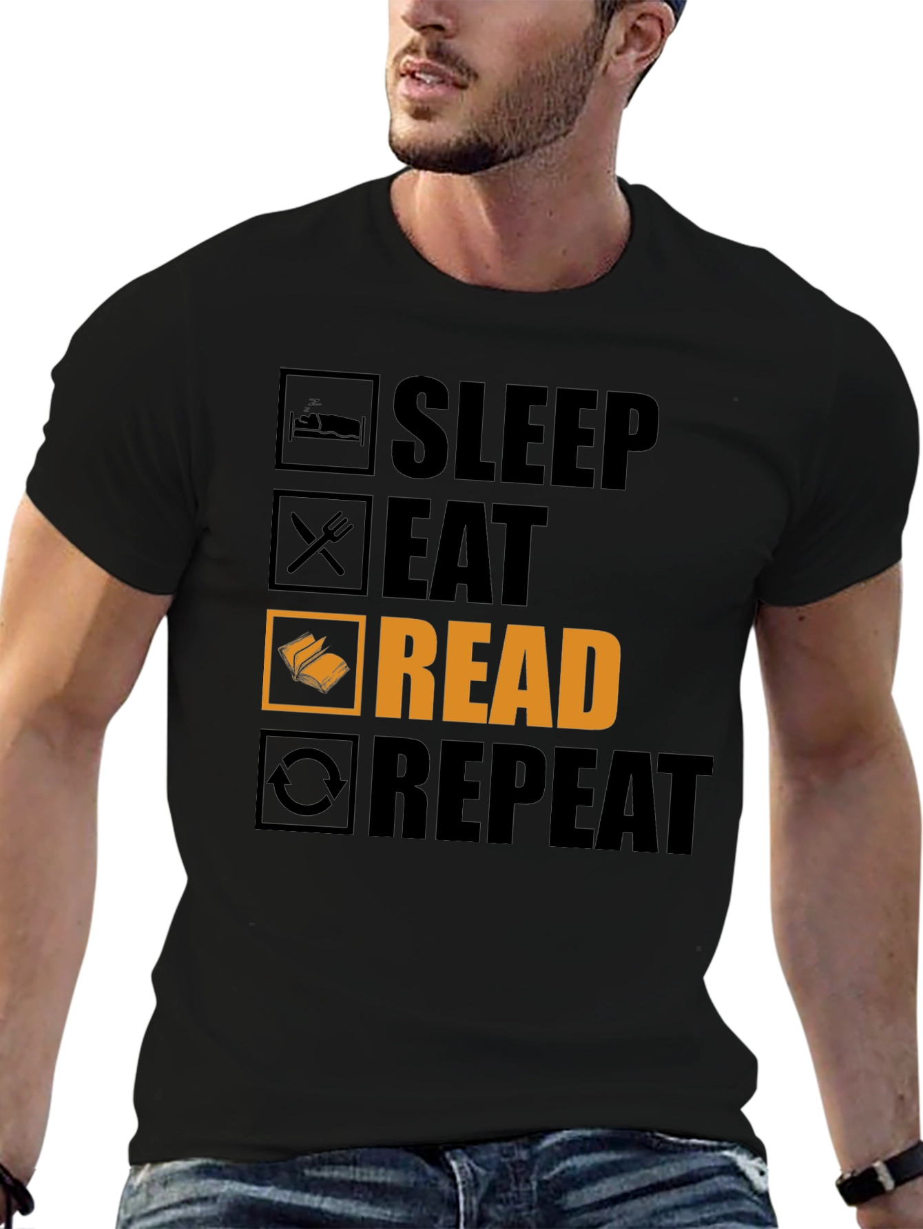 Sleep Eat Read Repeat Graphic Tee